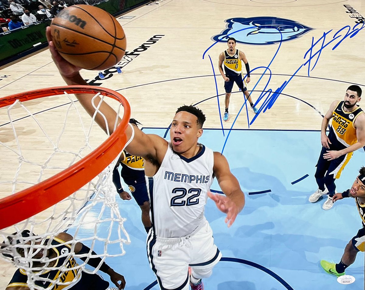 Authentic Desmond Bane Autographed 16x20 Memphis Grizzlies Dunk Photo - JSA Certified - Perfect for NBA Memorabilia Collections & Man Cave Decor