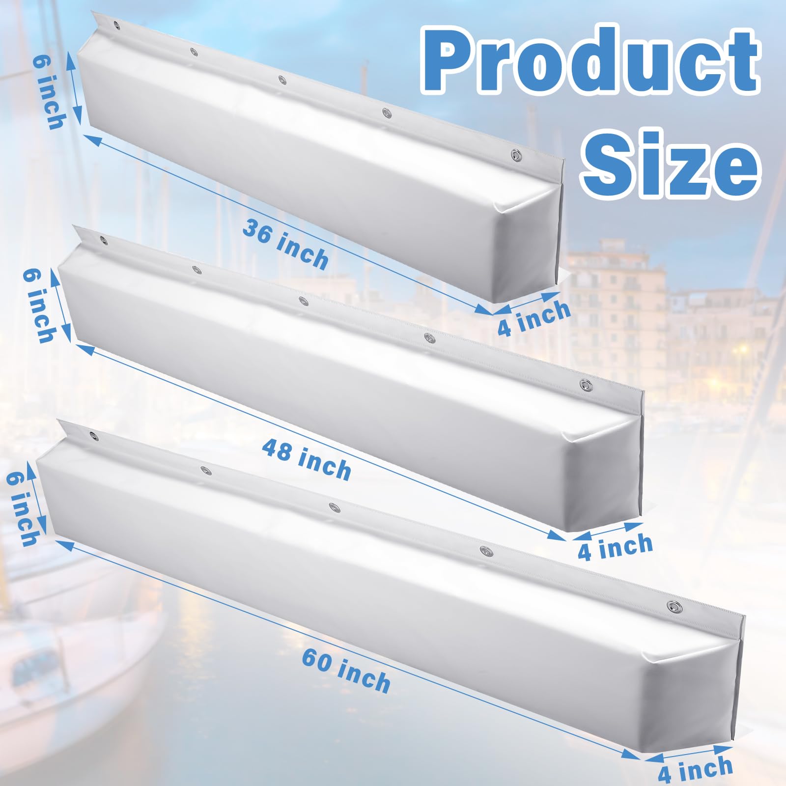 **Spiareal Edge Dock Bumpers - Straight Marine Boat Bumpers for Docking, UV Resistant Boat Dock Fenders - Prevent Dents & Scratches, White - Perfect for Boat Docking & Marina Protection**