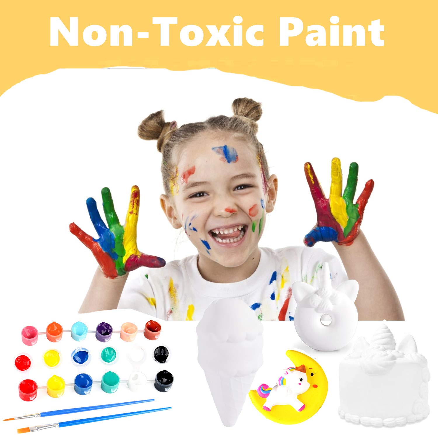 DIY Dessert Painting Kit for Kids - Kawaii Soft Squishy Slow Rise Arts & Crafts Set for Girls & Boys - Stress Relief Toys for Children & Adults - Perfect for Birthday Parties, Classroom Activities & Anxiety Relief