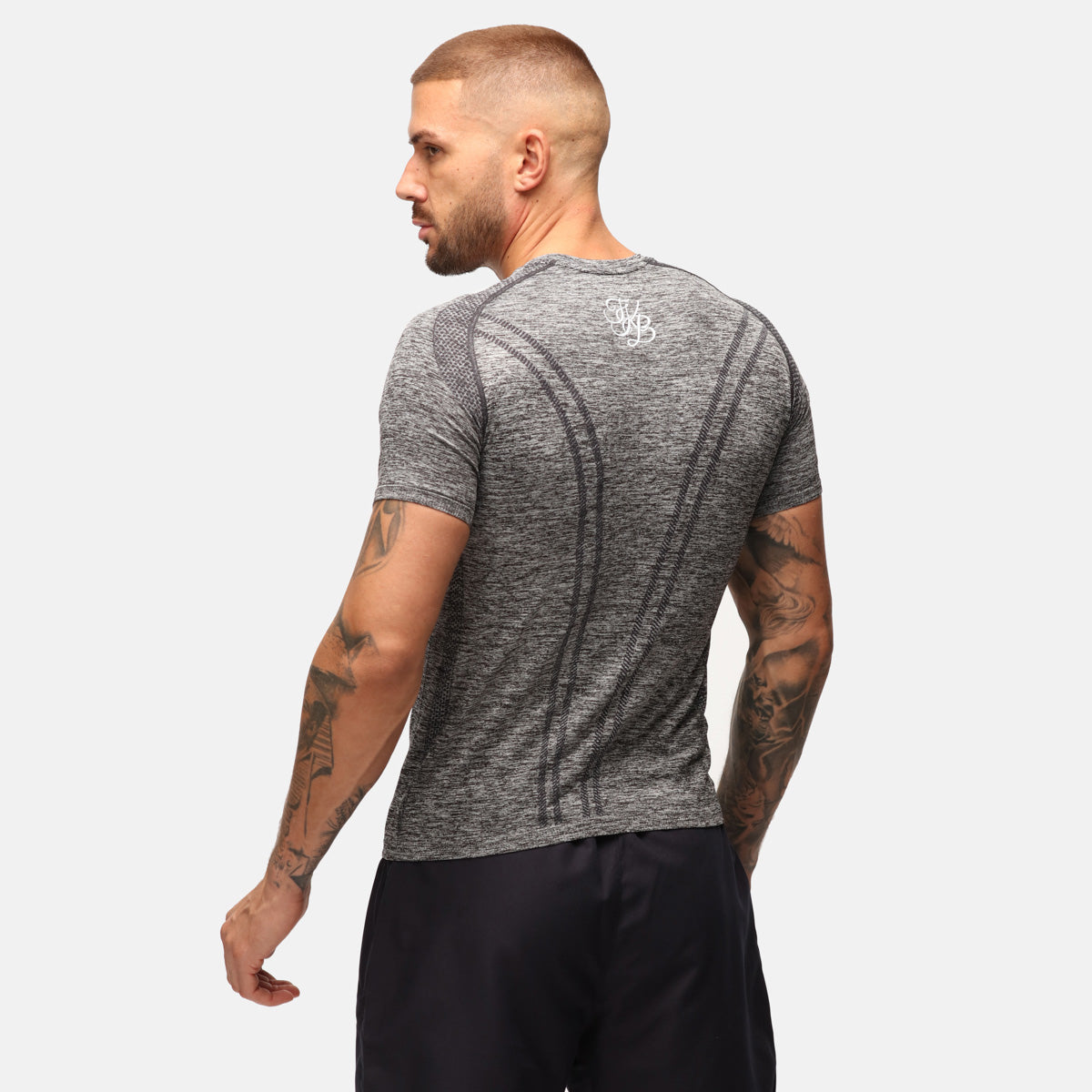 TKB Men's Charcoal Performance Seamless T-Shirt - Moisture Wicking & Breathable Workout Tee for Gym, Running & Casual Wear