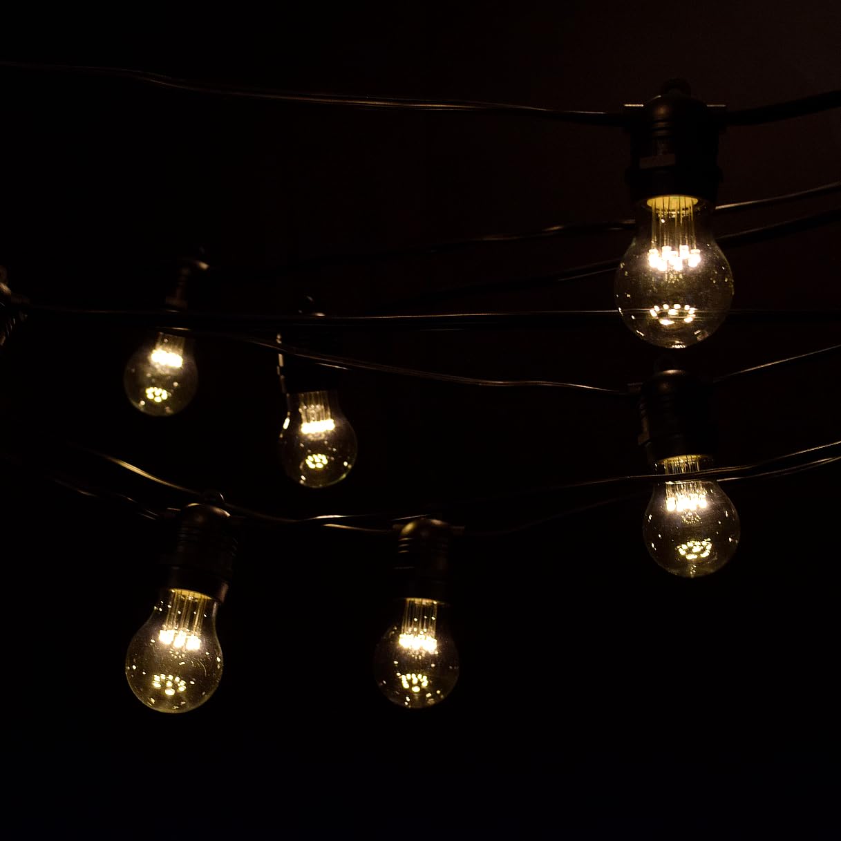 Commercial Grade E26 LED String Lights - 50ft 25 Socket Outdoor/Indoor Lighting with 16 Gauge Wire & 1W A15 Bulbs - Perfect for Patio, Garden, Restaurant, and Wedding Decor