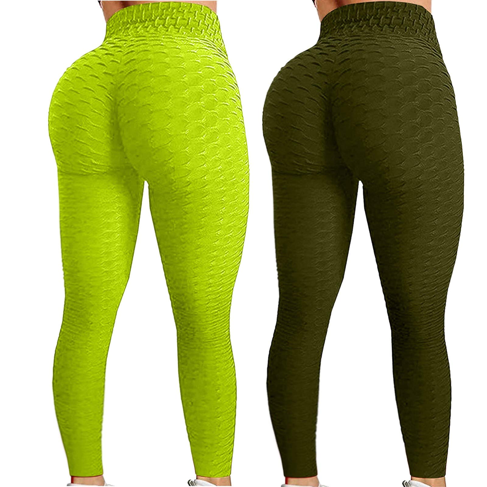 Jovati 2-Piece Women's Jacquard Bubble Yoga Leggings - High Waist Tummy Control Workout Pants for Running, Fitness & Hip Lifting | Perfect for Yoga, Gym & Casual Wear