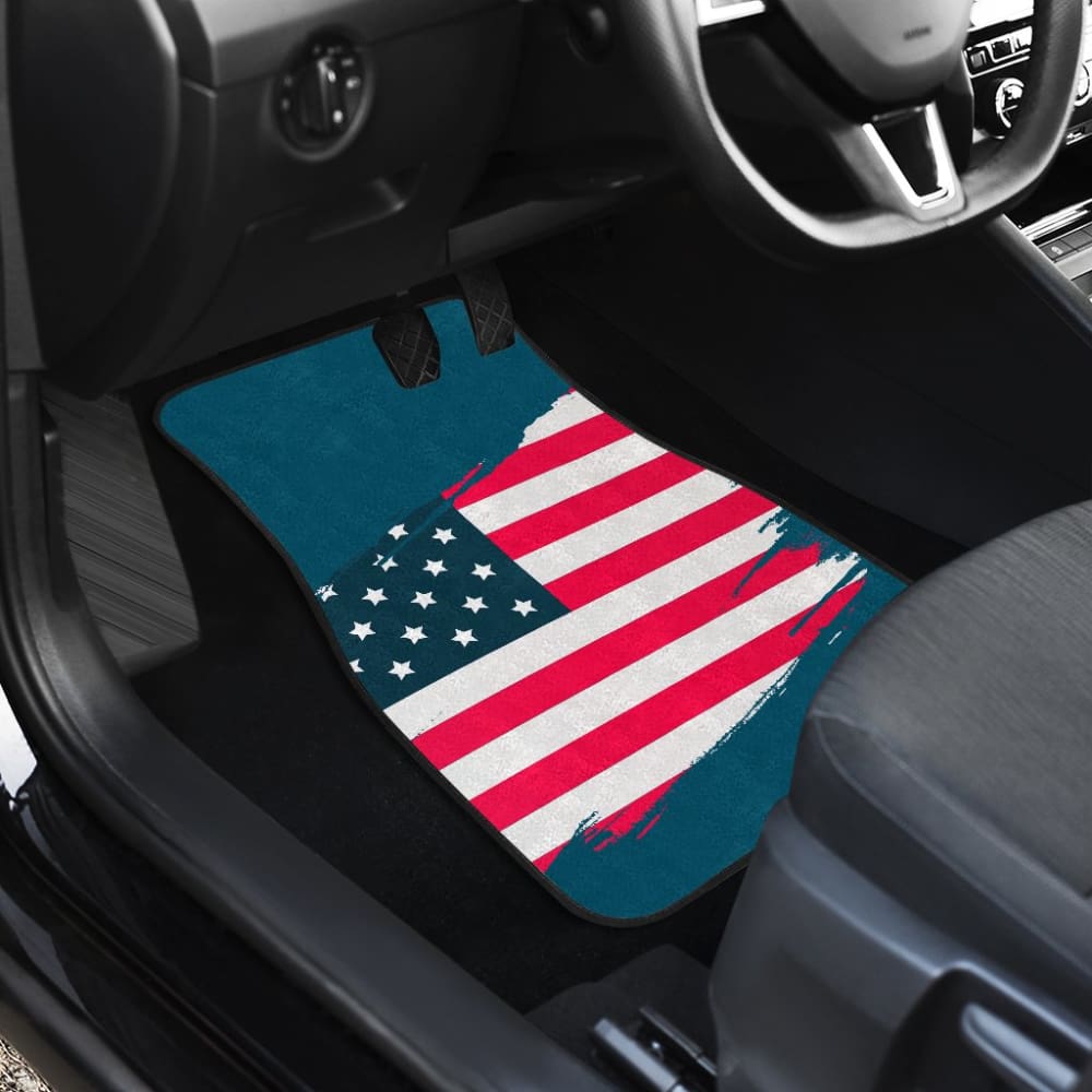 Premium American Flag Car Floor Mats - Blue Stars & Stripes Design - All-Weather Protection for Trucks, SUVs, Sedans - Perfect for 4th of July, Veterans Day & Patriotic Car Decor