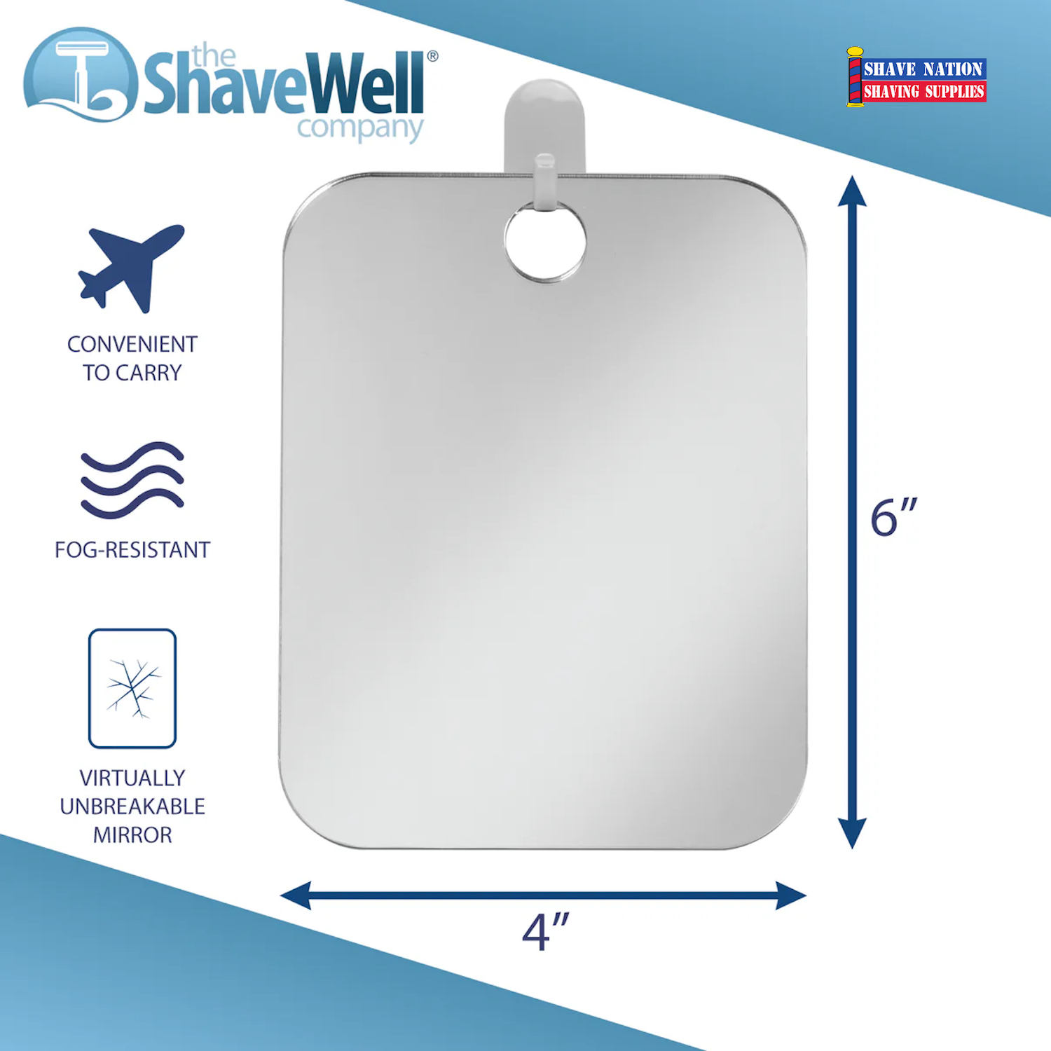 Fog-Free Shower Mirror for Men & Women - Standard Size Shaving Mirror with Suction Cup - Perfect for Bathroom, Gym & Travel Use