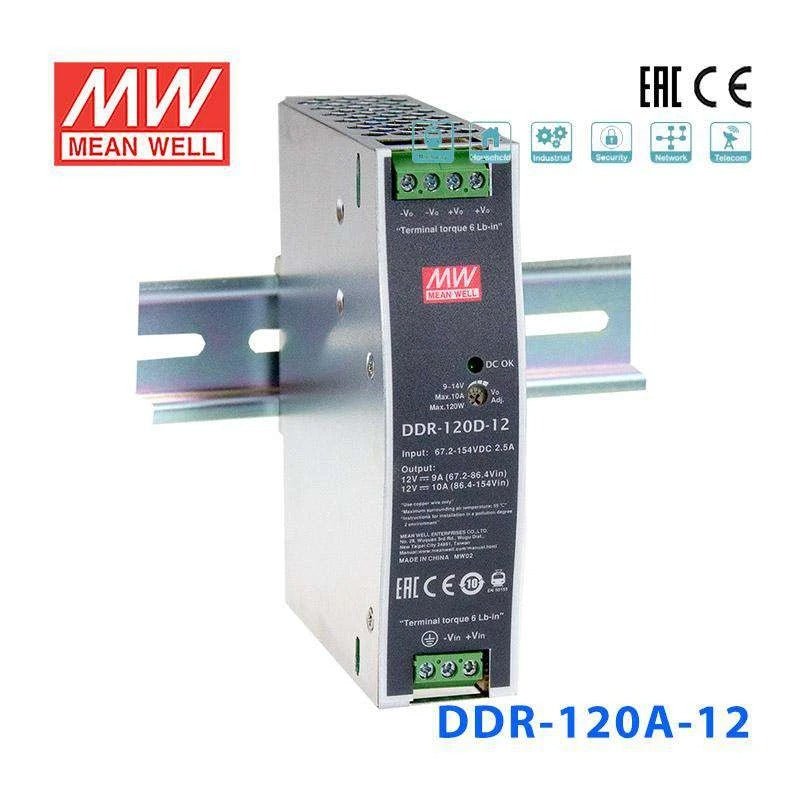 Mean Well DDR-120A 12V DC to DC Converter 99.6W 9-18V Input to 12V Output - Power Supply for RVs, Solar Systems & Industrial Equipment