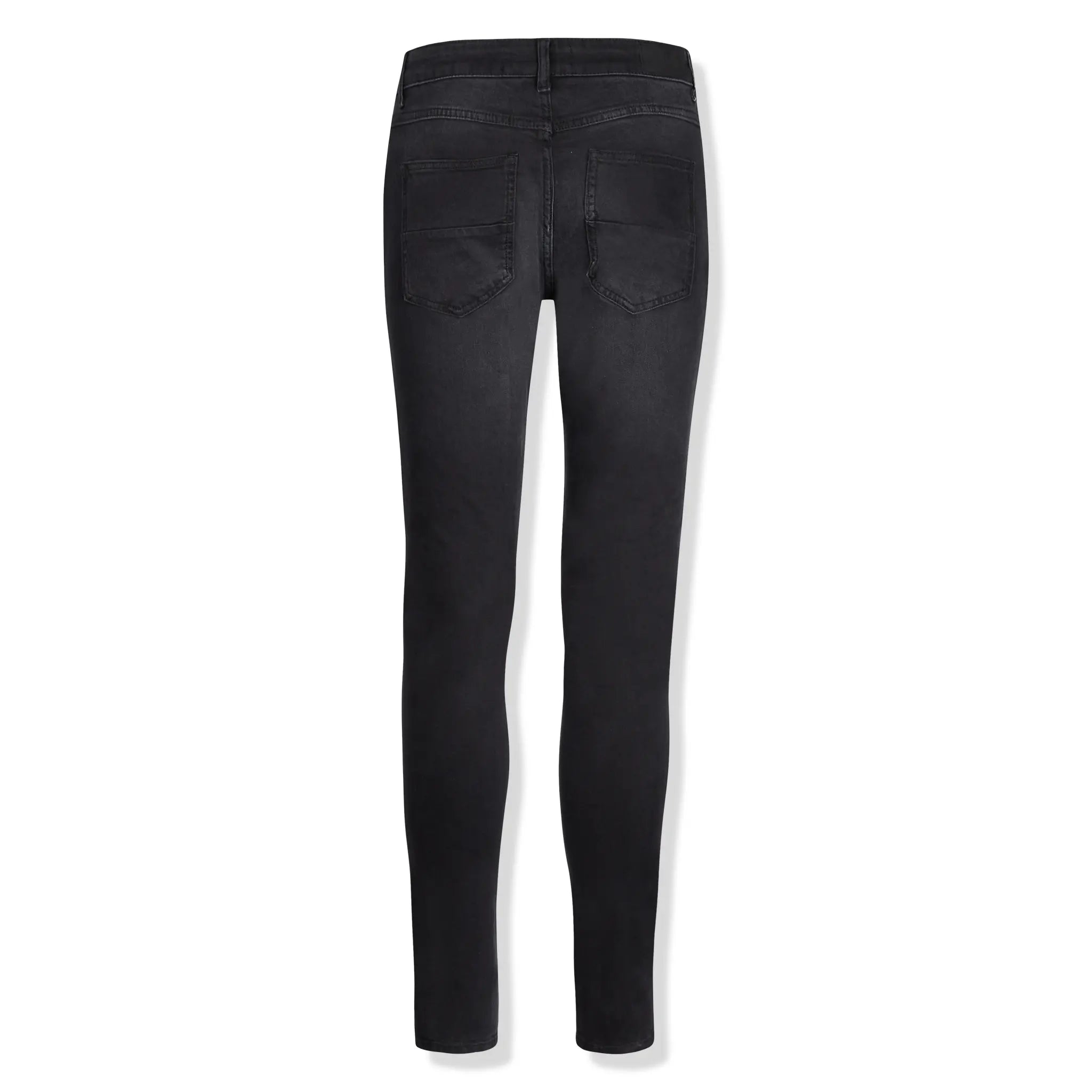 Lusso Distressed Diamanté Washed Black Denim Jeans for Women - Trendy Ripped Skinny Jeans with Rhinestone Details - Perfect for Night Out, Party & Casual Wear