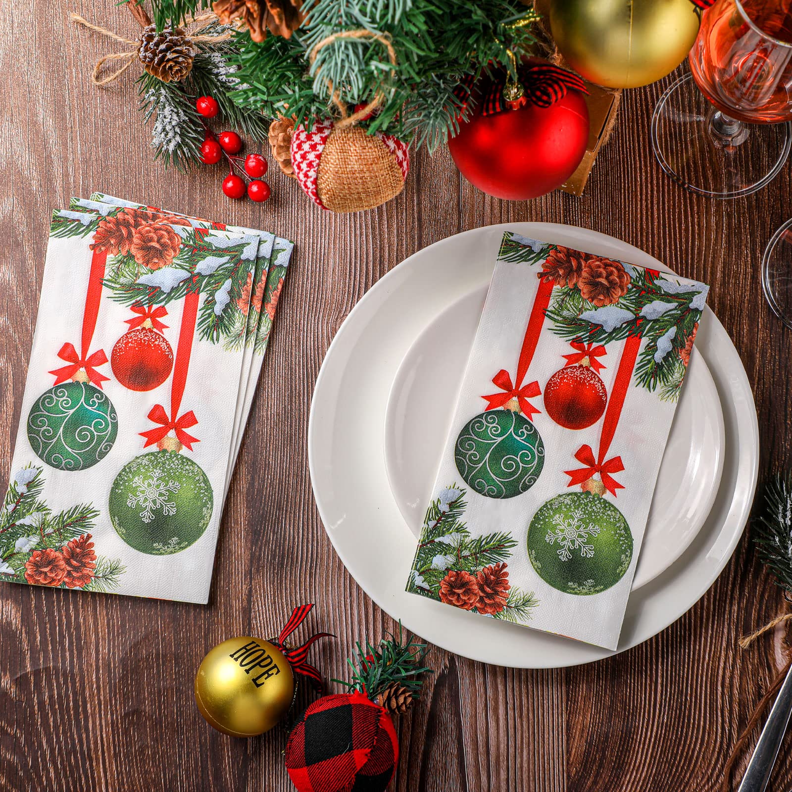 300 Pcs Christmas Napkins - Disposable Holiday Paper Towels for Bathroom, Kitchen & Party | Cardinal Red Festive Design for Home, Wedding & Christmas Decorations | Perfect for Holiday Gatherings, Dinner Parties & Festive Celebrations
