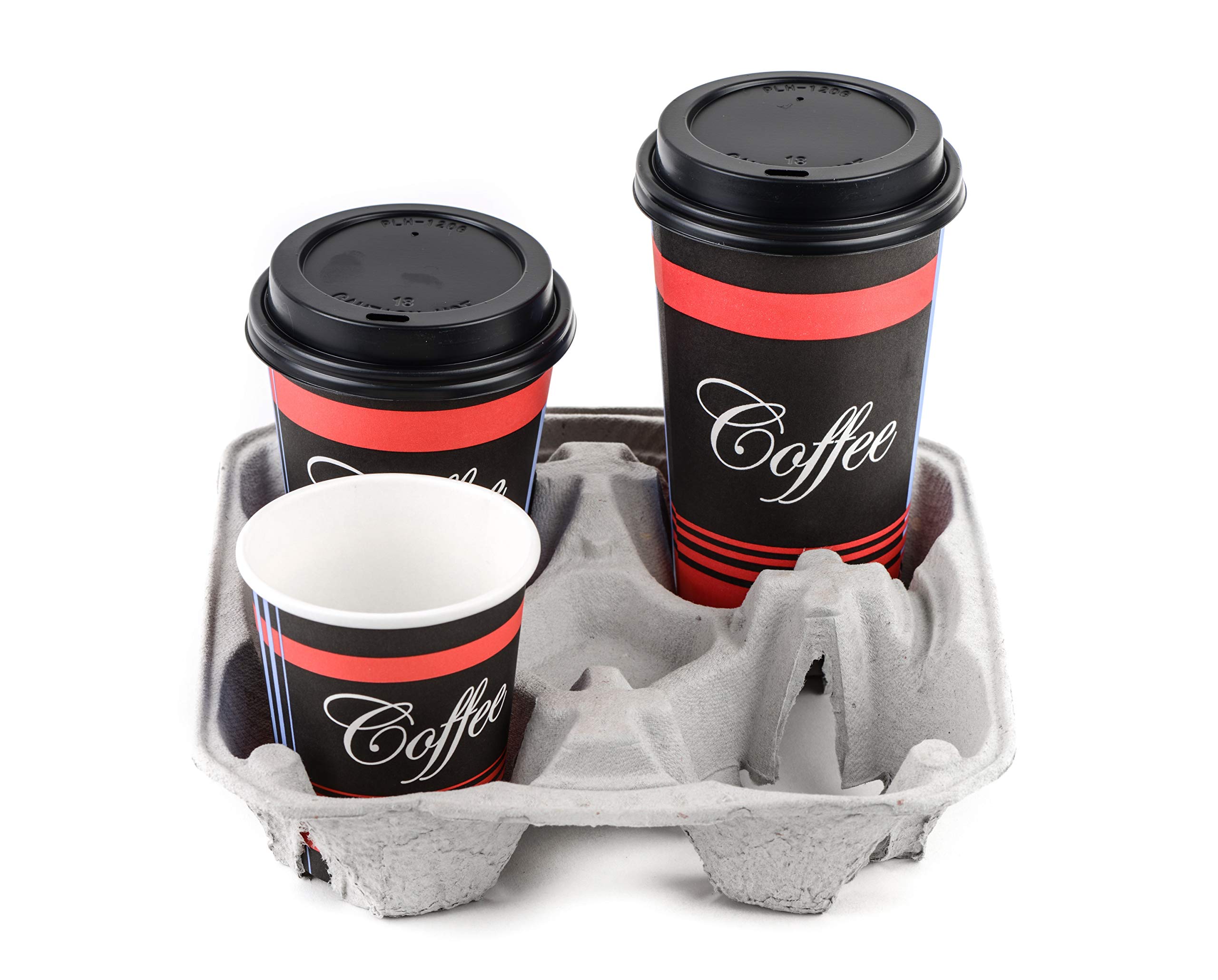 300-Pack Biodegradable 4-Cup Carrier Tray - Compostable & Recyclable Pulp Fiber Drink Holder for Hot/Cold Beverages - Perfect for Coffee Shops, Takeout, Parties & Bubble Tea - Eco-Friendly, Stackable, Spill-Proof Design