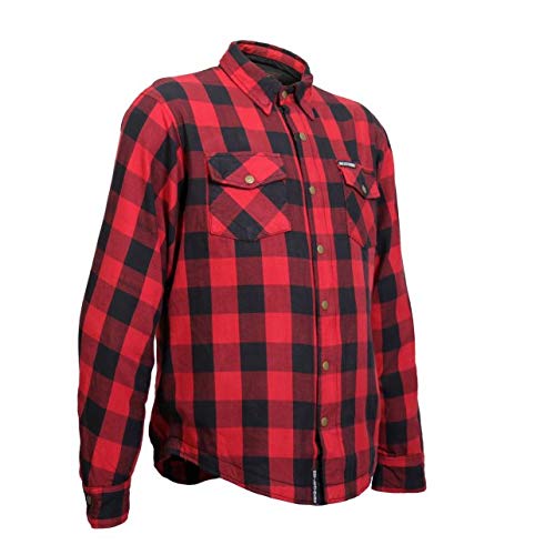 Premium Men's Cotton Motorcycle Shirt Jacket with CE Armor - Classic Long Sleeve Flannel for Riding & Casual Wear | JKM Medium | Durable & Comfortable for Motorcycle Enthusiasts