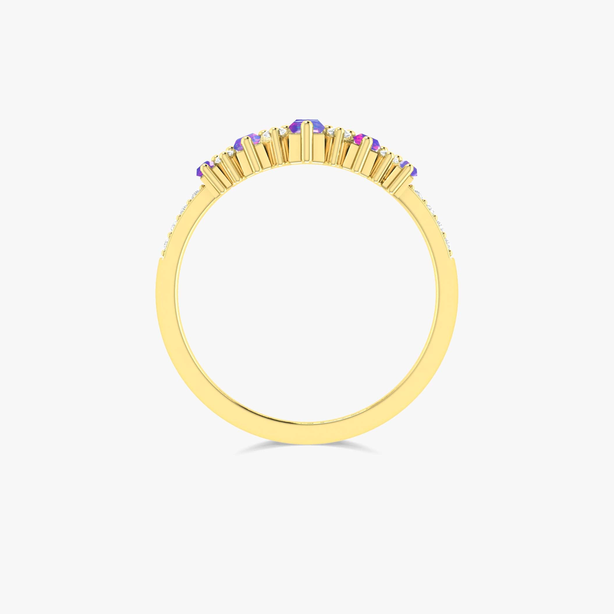 Lavender Baguette Fire Opal Ring - Dainty Gemstone Jewelry for Women, Elegant Stackable Band for Everyday Wear, Wedding, Anniversary & Gift Giving