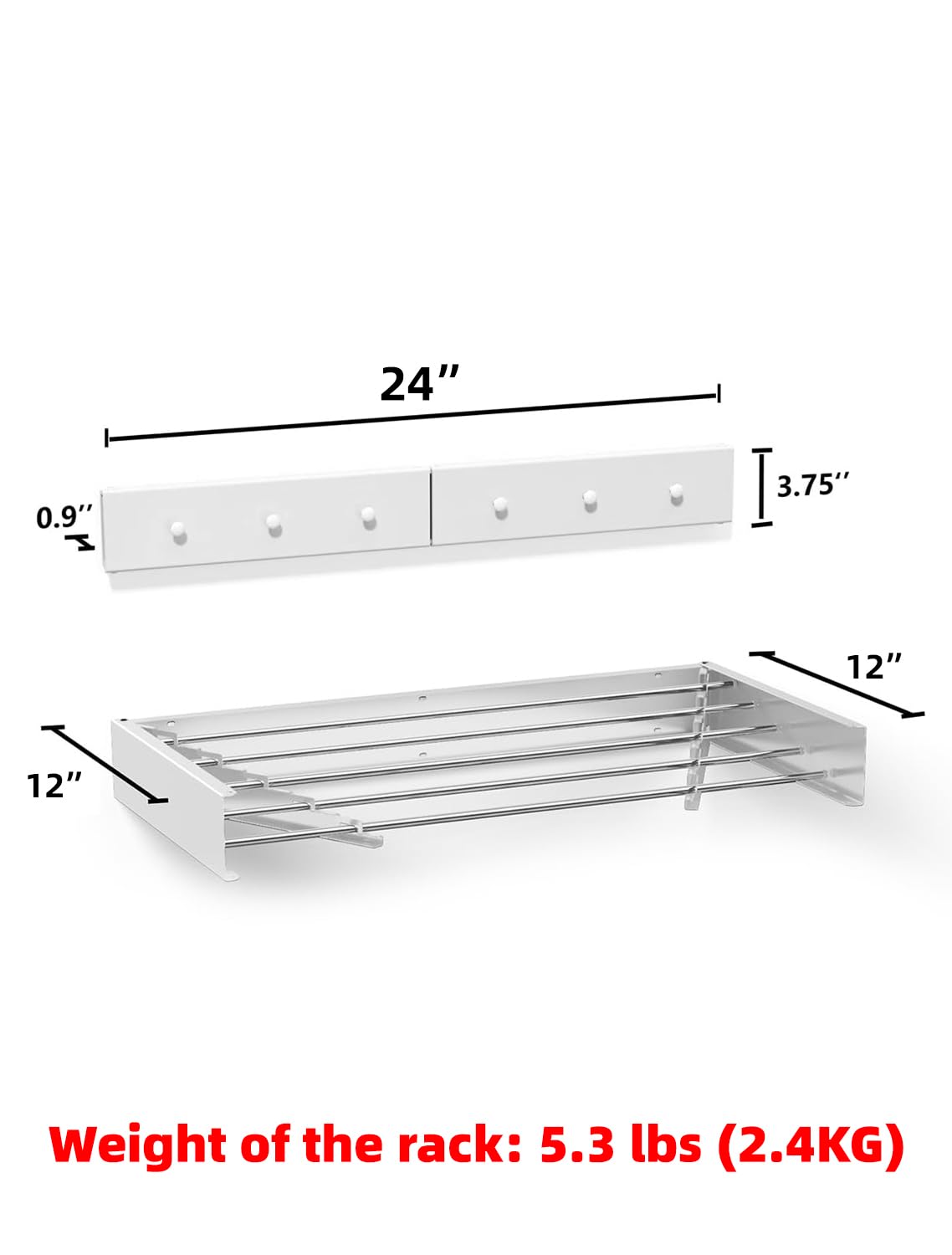 Upgrade 4 Hooks Wall Mounted Collapsible Laundry Drying Rack - 24
