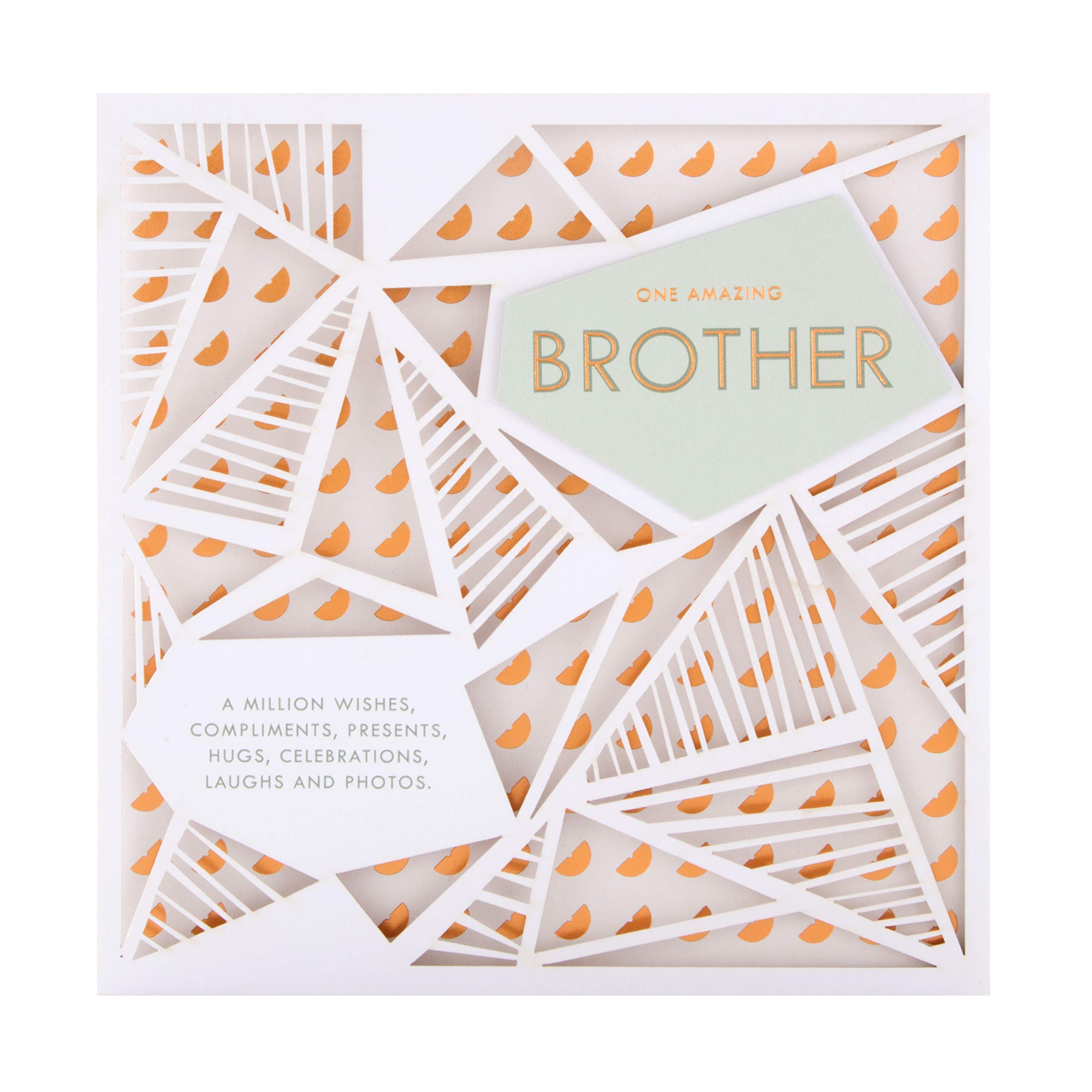 Hallmark Birthday Card for Brother - Geometric Laser-Cut Design | Unique Greeting Card for Sibling Birthday | Perfect for Brothers Day, Special Occasions & Gift Giving