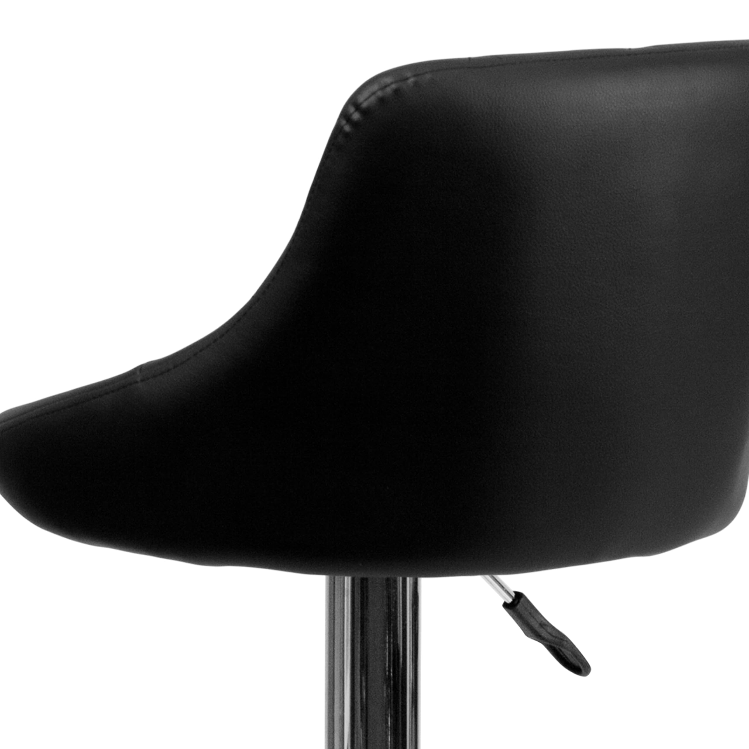 Flash Furniture Adjustable Height Barstool - Contemporary Black Vinyl Bucket Seat with Diamond Pattern Back & Chrome Base - Perfect for Kitchen Islands, Home Bars & Countertops