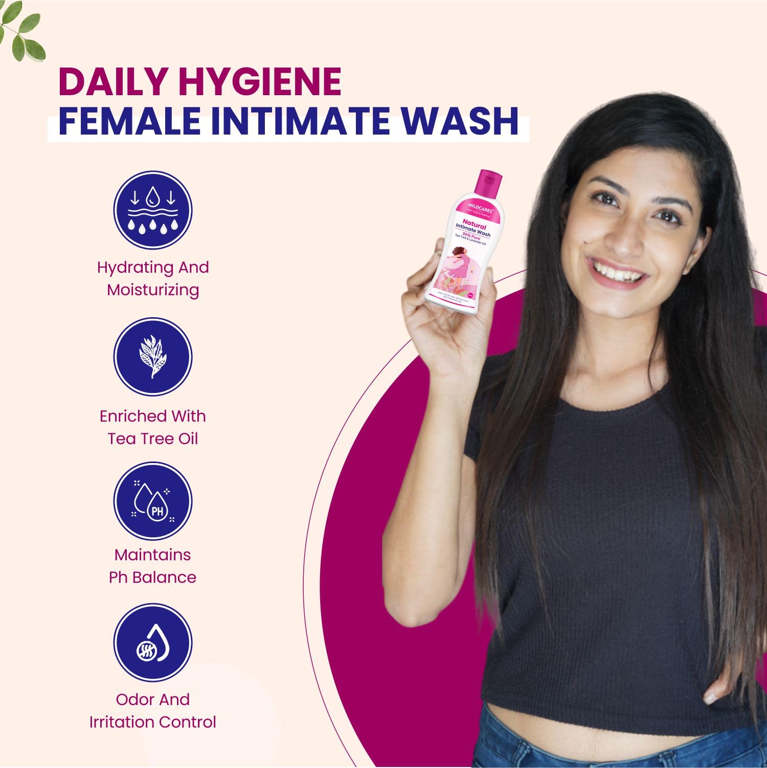 GynoCup Natural Intimate Wash for Women - pH Balanced Feminine Hygiene with Tea Tree & Lavender Oil - Gentle Cleansing & Odor Control - Pack of 2 (100ML Each) - Perfect for Daily Use, Post-Workout & Travel