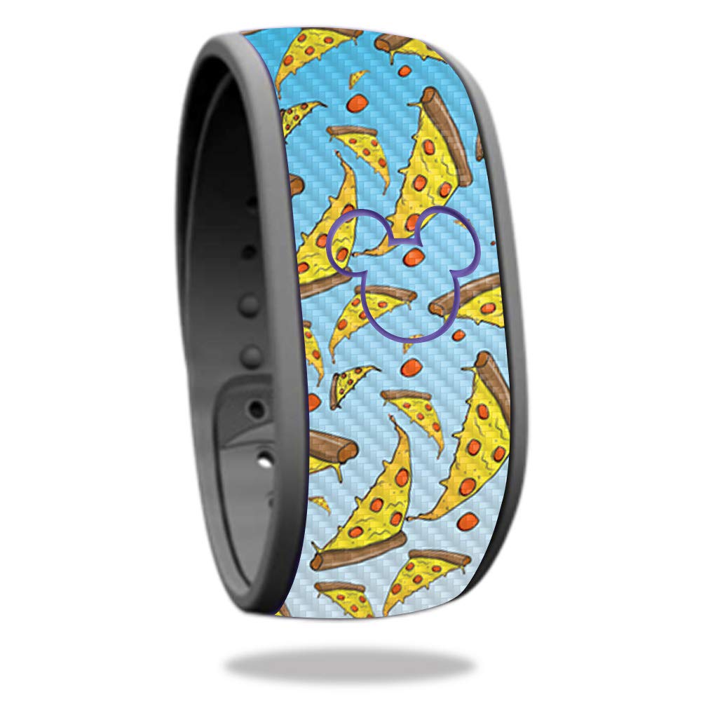 Premium Carbon Fiber Skin for Disney MagicBand - Raining Pizza Design | Protective & Durable Textured Cover | Easy to Apply & Remove | Made in USA | Perfect for Theme Parks & Disney Vacations