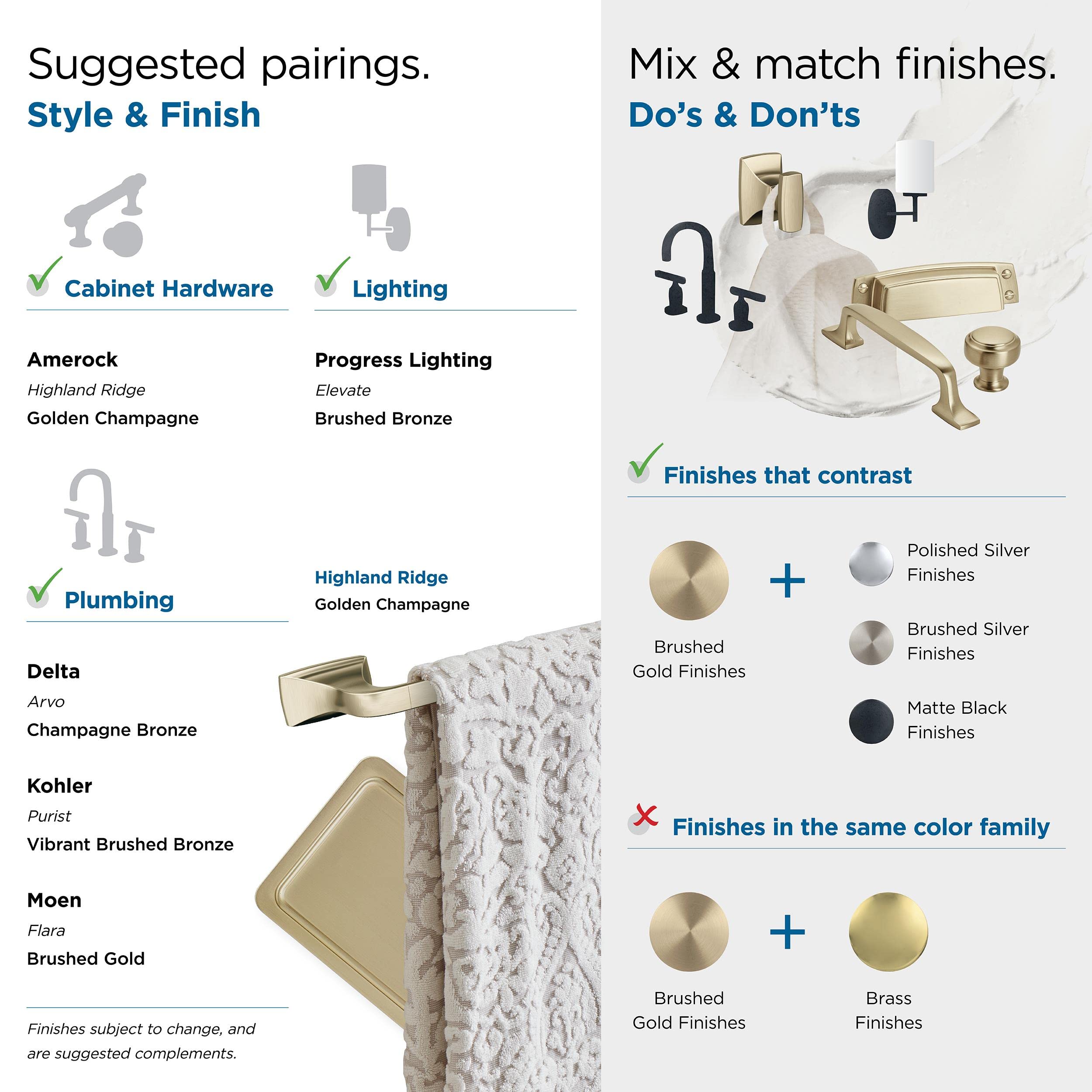 Amerock BH36014BBZ 24-Inch Golden Champagne Towel Bar - Bathroom Towel Rack & Holder for Bath Accessories | Highland Ridge Collection | Perfect for Bathrooms, Spas & Guest Rooms
