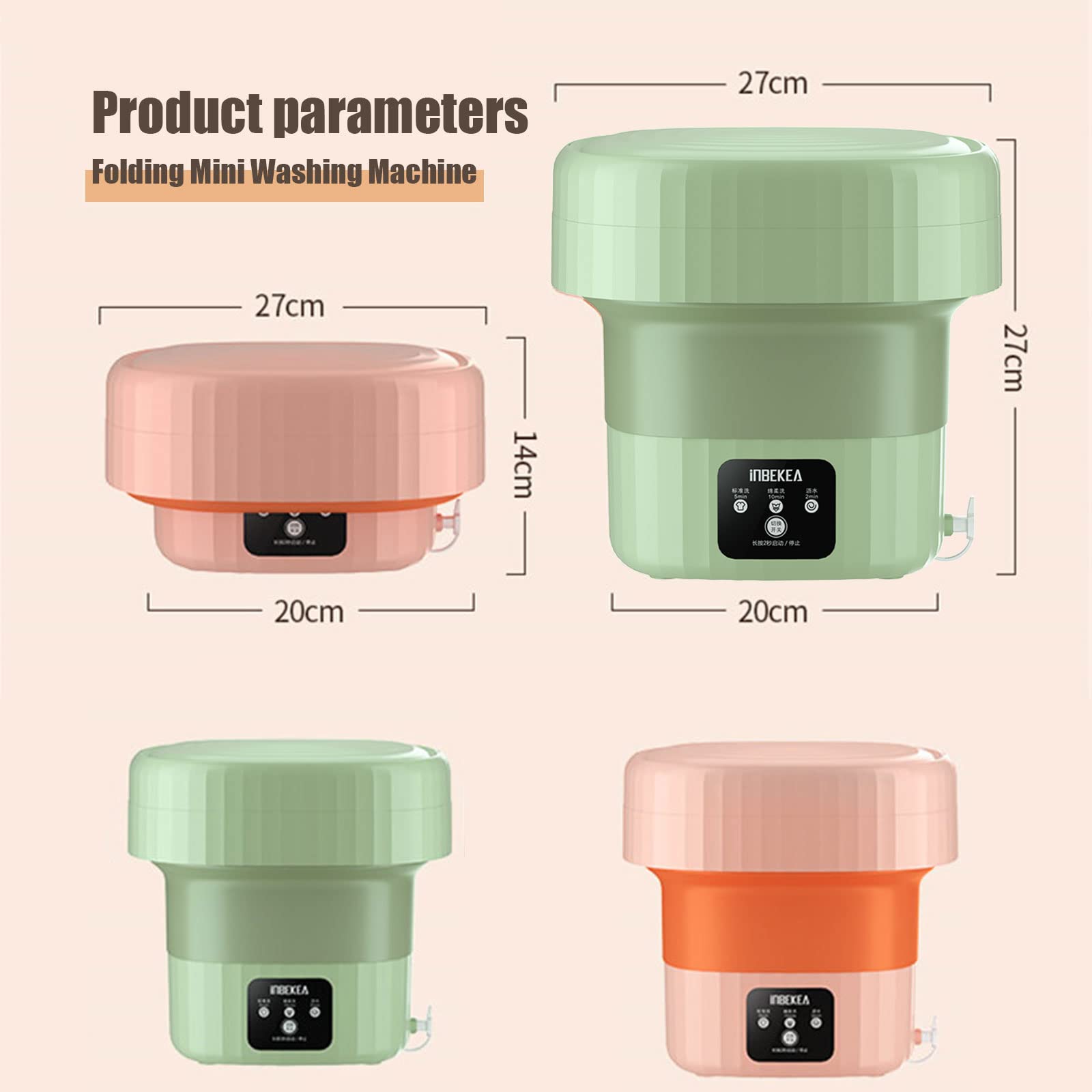 Portable Mini Washing Machine - Foldable Compact Washer for Baby Clothes, Underwear & Delicates | Perfect Gift for Girls & Moms | Ideal for Dorms, Apartments, Travel & Camping (Pink)
