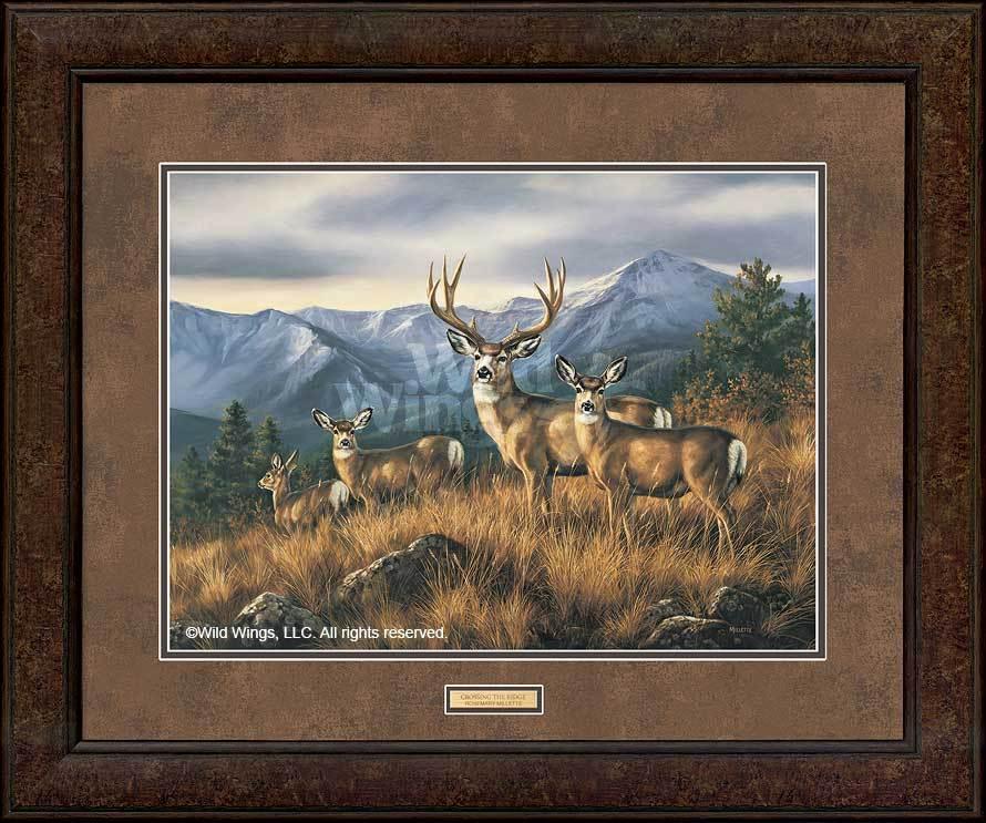 GNA Premium Print - Crossing the Ridge Mule Deer Wall Art | Wildlife Home Decor | Perfect for Living Room, Bedroom & Office Decorations