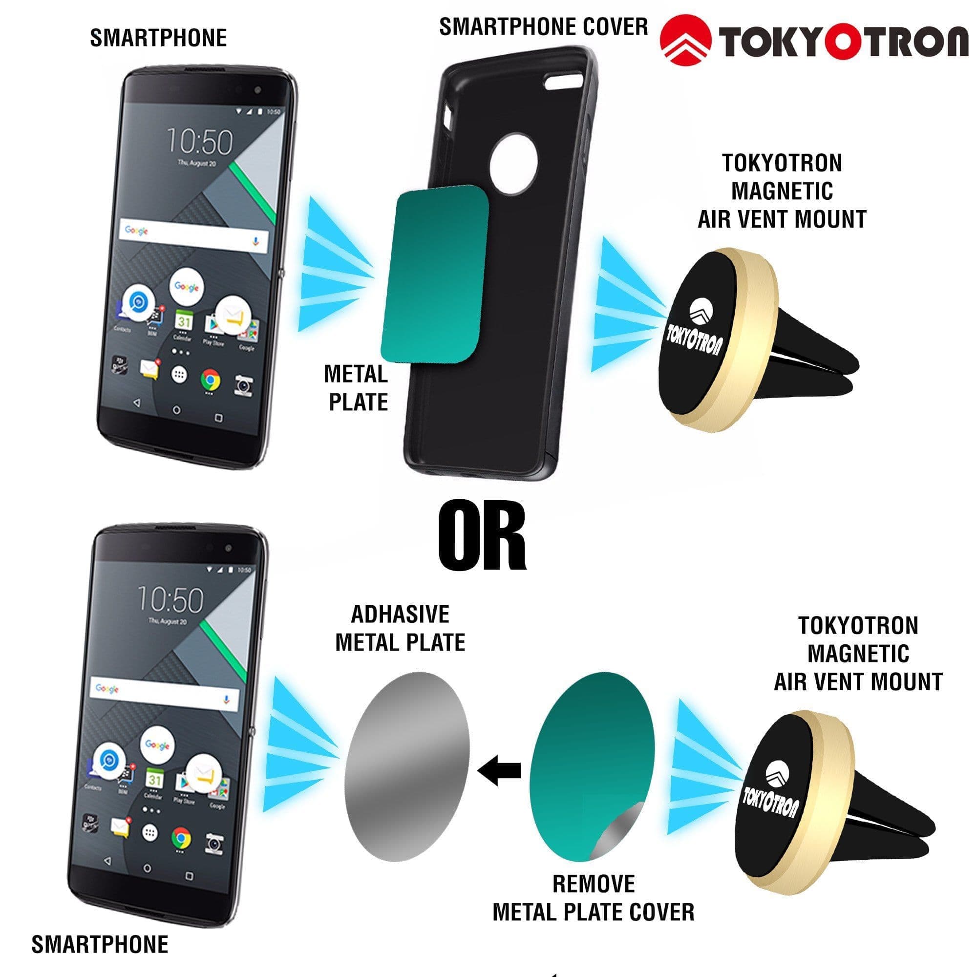Tokyotron Magnetic Car Phone Holder - Strong Vent Mount Stand for iPhone, Samsung & Smartphones - Perfect for Driving, Commuting & Road Trips