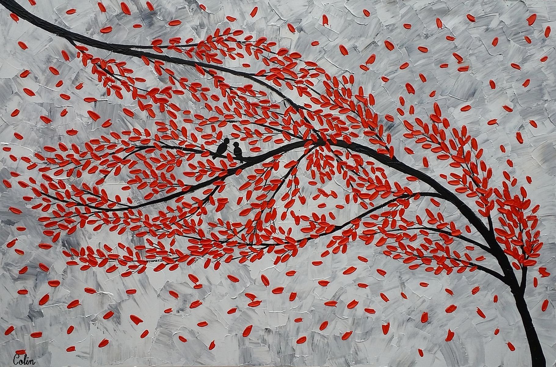 Large Canvas Paintings for Living Room Wall Decor - Original Love Birds & Abstract Acrylic Artwork - Perfect for Home, Office & Gift Giving