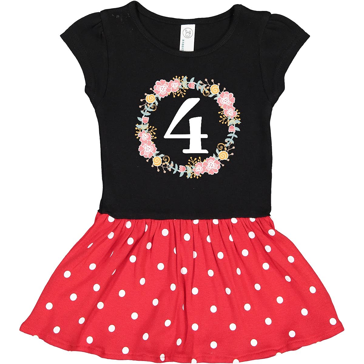 Inktastic 4th Birthday Rose Wreath Floral Toddler Dress - Cute Outfit for Girls' Birthday Party & Photo Shoot