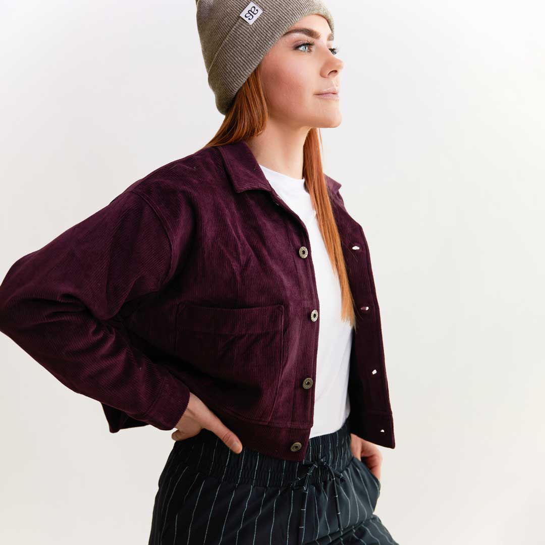 Stylish Women's Corduroy Eggplant Shacket - Cozy Fall & Winter Layering Piece for Casual Outfits & Outdoor Adventures