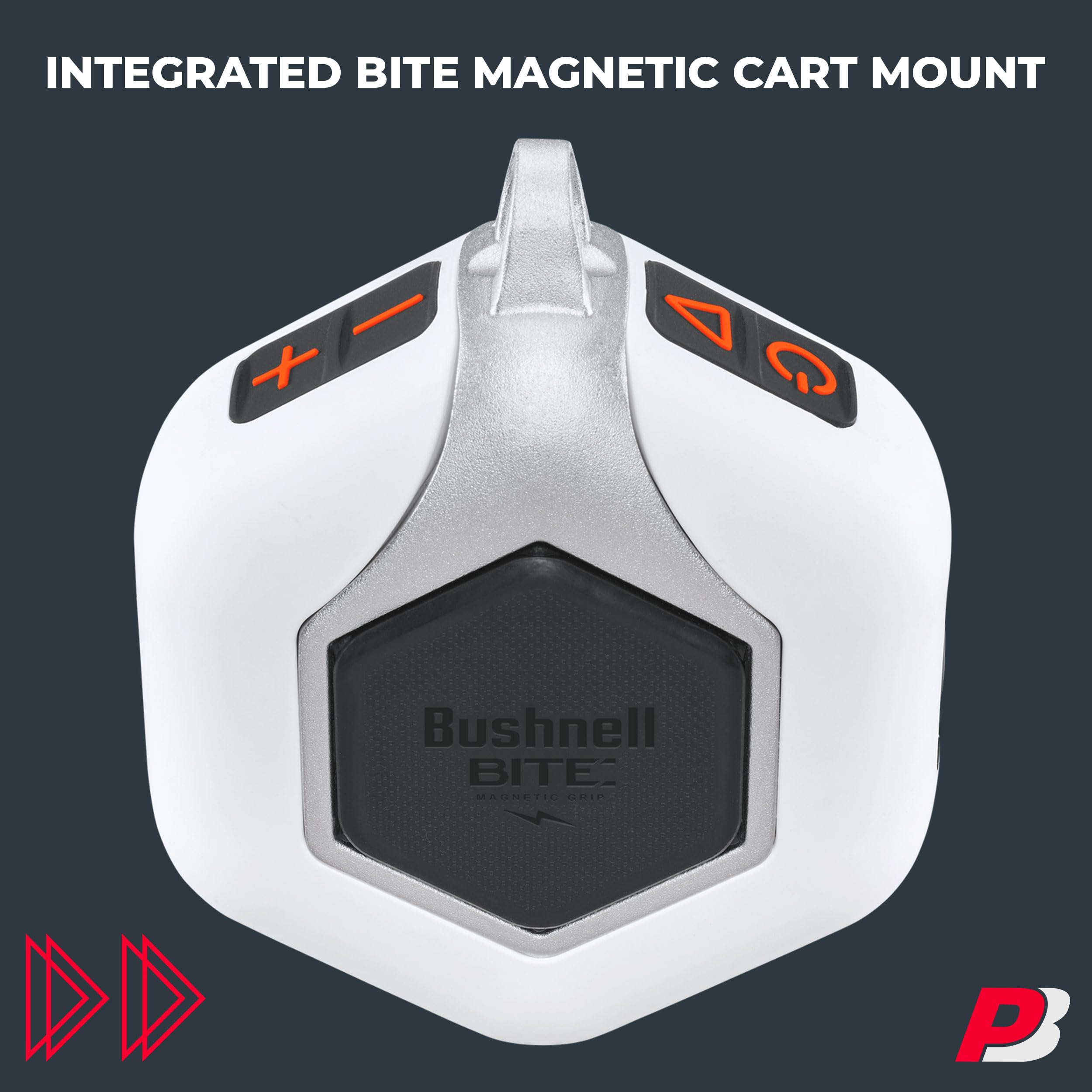 Bushnell Wingman Mini (Orange/White) Magnetic GPS Golf Speaker with PlayBetter Portable Charger - Bluetooth Speaker for Golf Cart with Audible Distance & Music - Preloaded 36,000+ Golf Courses - Perfect for Outdoor Sports, Driving Range & Golf Cart Entertainment