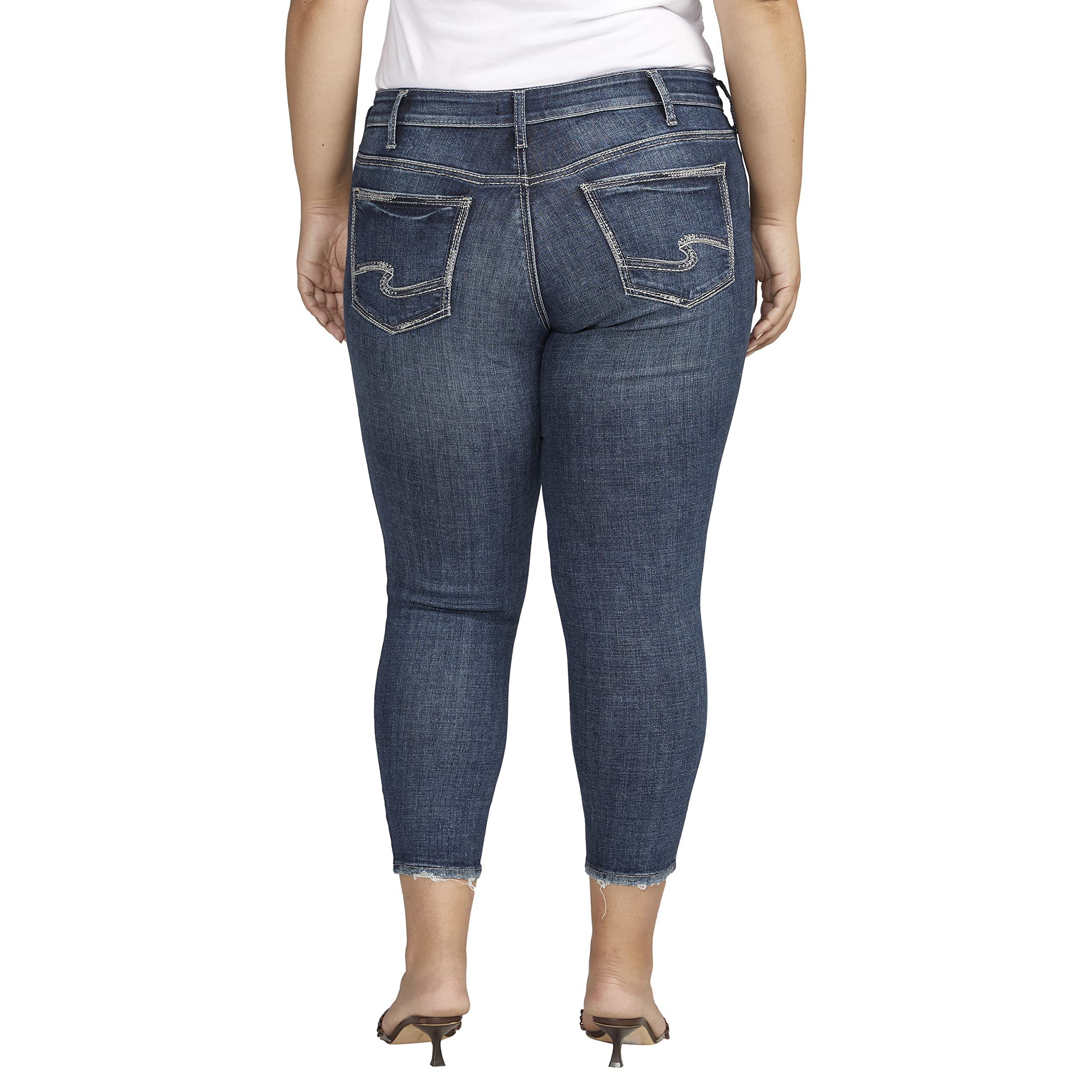 Silver Jeans Co. Women's Plus Size Suki Mid Rise Curvy Fit Skinny Jeans - Stretch Denim Pants for Casual Wear & Everyday Comfort | Perfect for Work, Date Night & Weekend Outfits