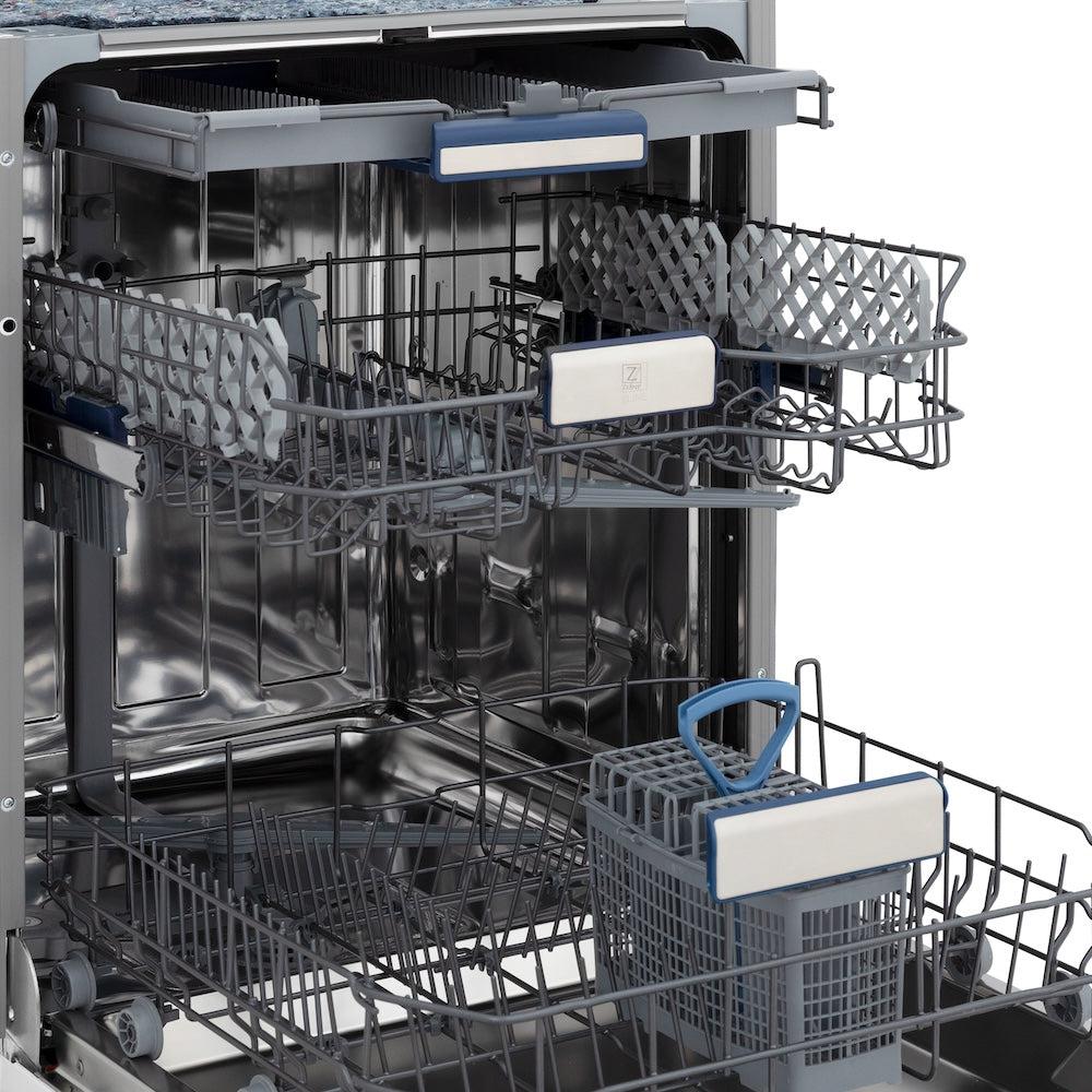 ZLINE 24 Inch Tallac Series 3rd Rack Tall Tub Dishwasher - Custom Panel Ready, Stainless Steel Tub, 51dBa (DWV 24) - Perfect for Modern Kitchens & Open-Concept Homes
