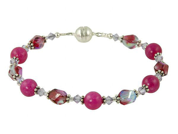 Pink Jade Gemstone Magnetic Beaded Bracelet for Women - Healing Energy & Pain Relief - Adjustable Stretch Wristband for Arthritis, Stress & Wellness - Perfect for Yoga, Meditation & Daily Wear