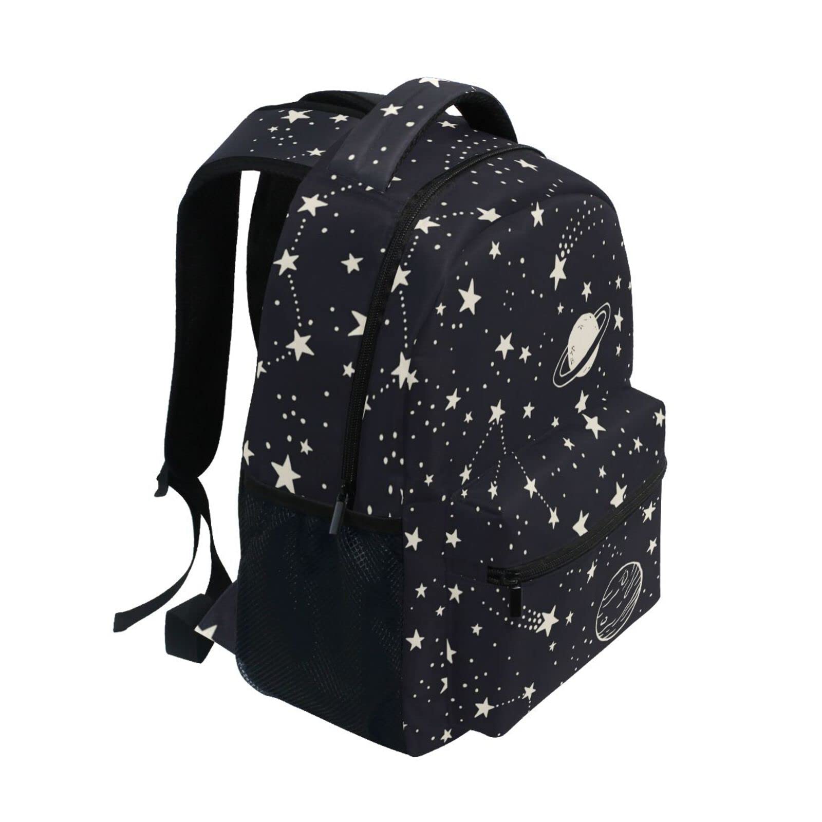 JIPONI Night Sky Planets Stars Moon Constellation Doodle Backpack for Kids & Teens - School Bookbag, Laptop Backpack, Travel Daypack for Students (Perfect for School, College, Travel & Outdoor Adventures)