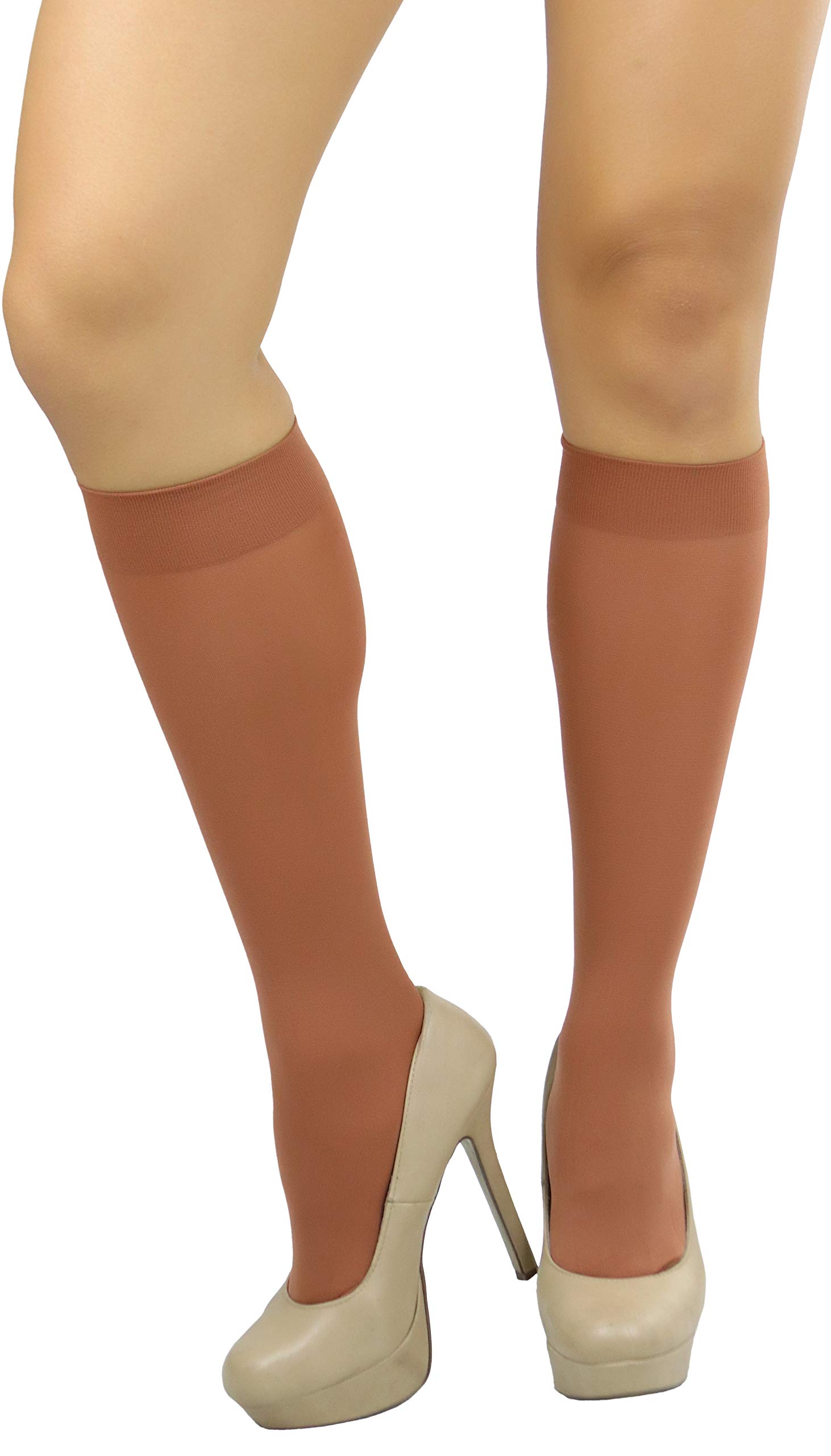 ToBeInStyle Women's Fashion Opaque Nylon Knee High Socks - Warm & Comfortable Winter Socks for Boots, Office Wear & Casual Outfits