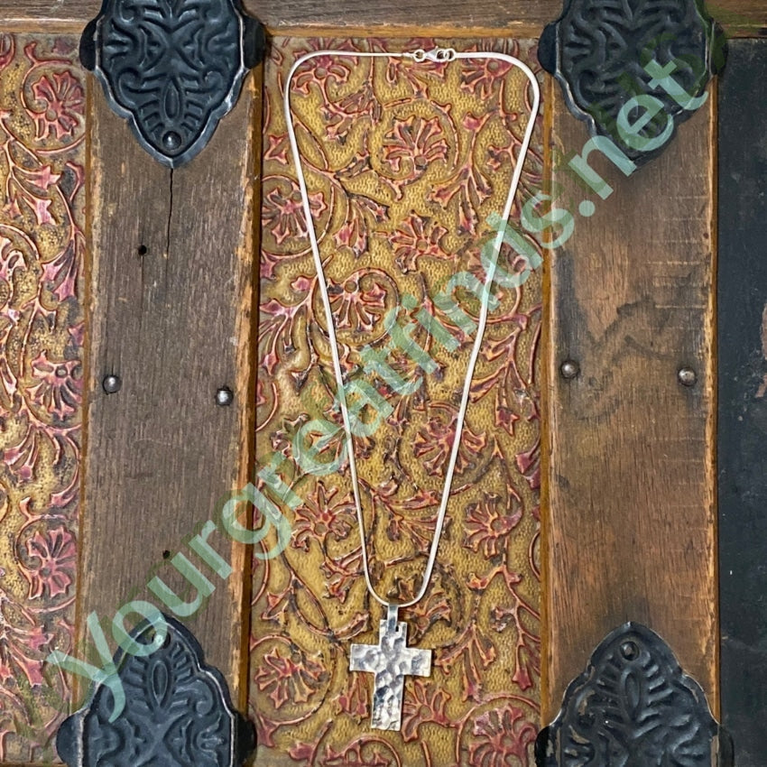 Handmade Hammered Sterling Silver Holy Cross Pendant Necklace with Chain - Religious Jewelry for Baptism, First Communion & Spiritual Protection