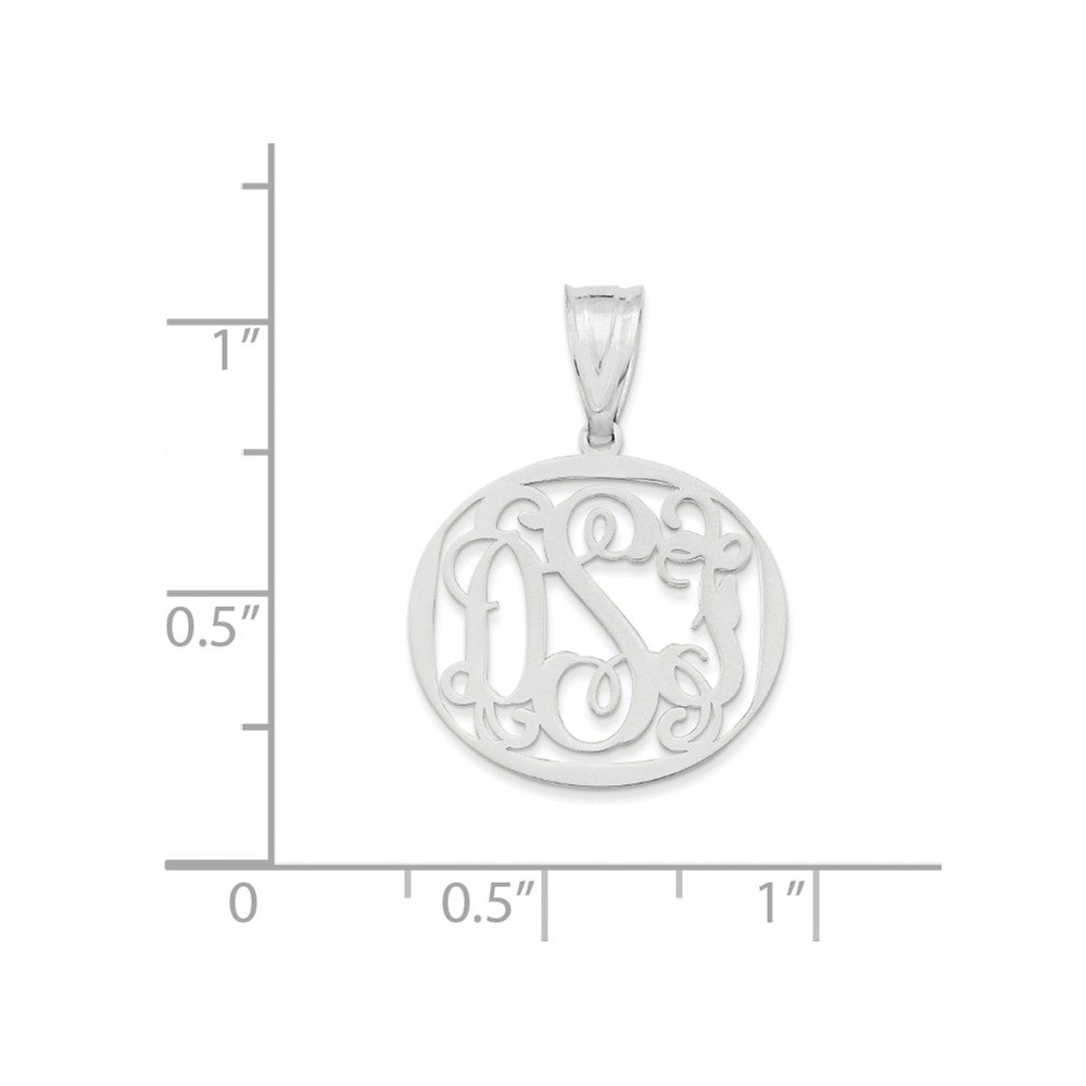 10k White Gold Laser-Polished Monogram Circle Pendant Charm - Personalized Jewelry Gift for Women, Engraved Necklace for Anniversary, Birthday & Special Occasions