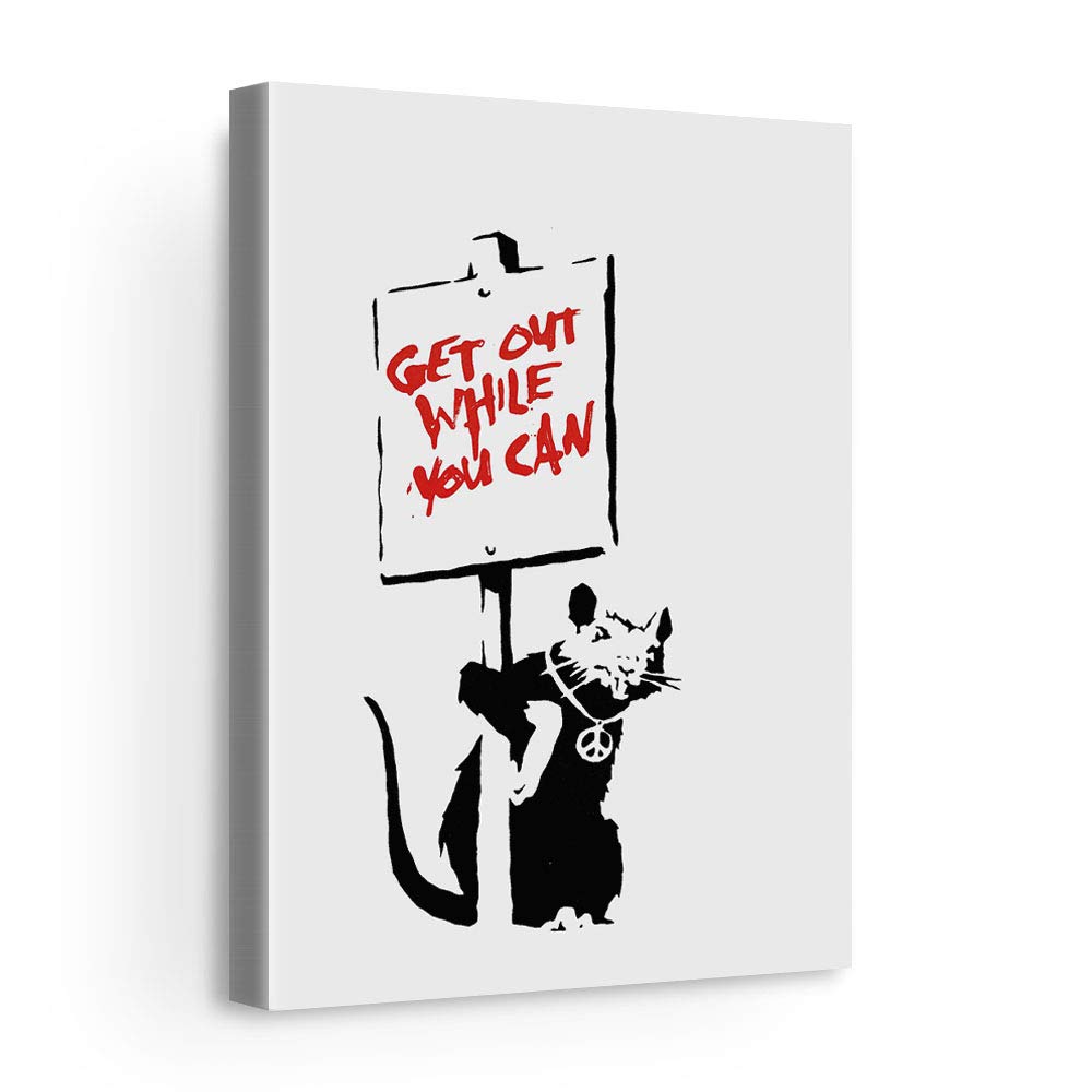 Banksy Welcome To Hell Canvas Art Print - 12x18 Inch Gallery Wrapped Vertical Street Art Wall Decor - Ready to Hang, Made in USA - Perfect for Living Room, Bedroom or Office Wall Decor