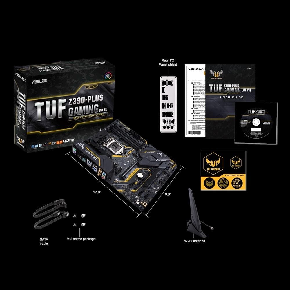 ASUS TUF Z390 PLUS GAMING (WI-FI) ATX Motherboard - Intel LGA 1151, DDR4, Dual M.2, USB 3.1 Gen2 - Perfect for PC Gaming & Streaming Builds