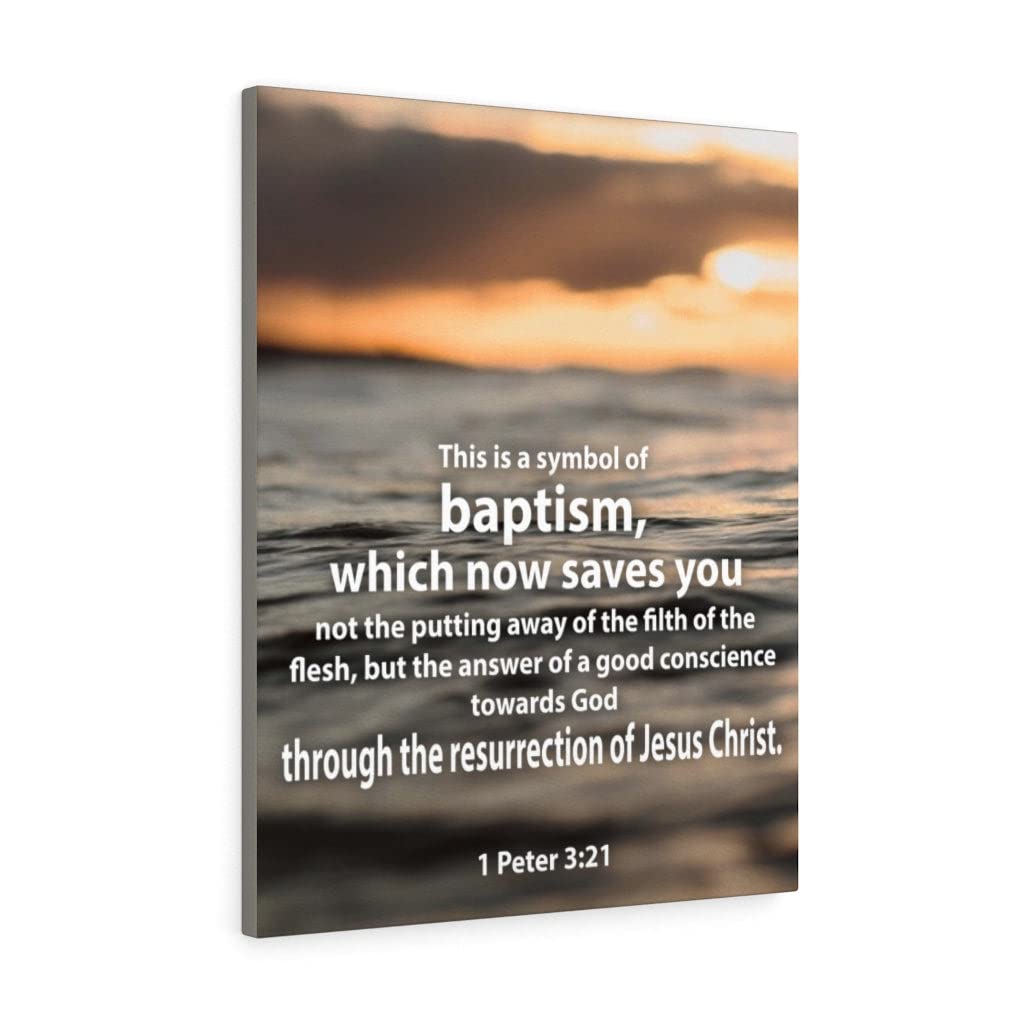 Baptism Wall Art - 1 Peter 3:21 Bible Verse Print - Christian Scripture Home Decor - Ready to Hang Gift for Baptism, Wedding & Church - Perfect for Living Room, Bedroom & Sunday School