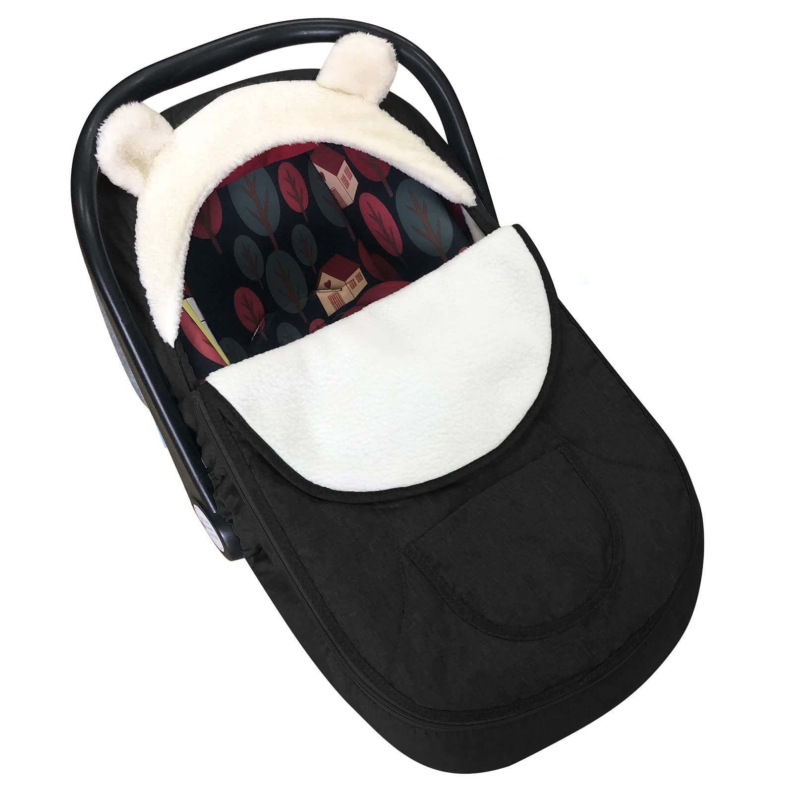 Longdafei Baby Car Seat Cover - Soft & Warm Winter Infant Car Seat Protector for Strollers - Cozy Black Car Seat Cover for Girls & Boys - Perfect for Cold Weather & Outdoor Adventures