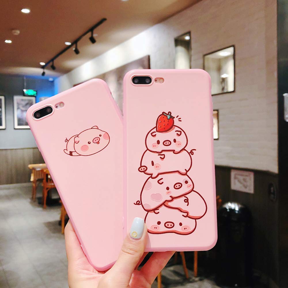 UnnFiko Cute Cartoon Pig Soft Silicone Phone Case for iPhone 7/iPhone 8 - Protective Cover for Girls & Women | Perfect Gift for Animal Lovers, Daily Use & School Accessories