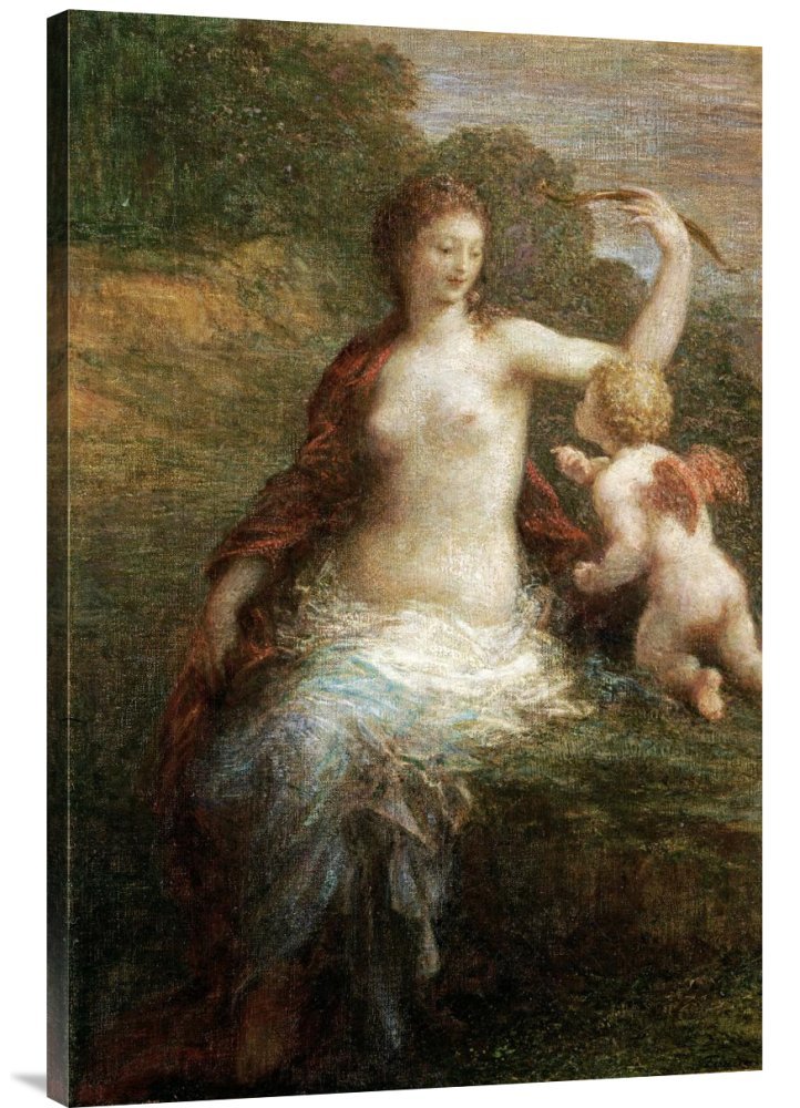 Henri Fantin-Latour Love Disarmed Canvas Wall Art Print - Gallery Wrap Giclee Reproduction - Romantic French Oil Painting Decor for Living Room, Bedroom & Office