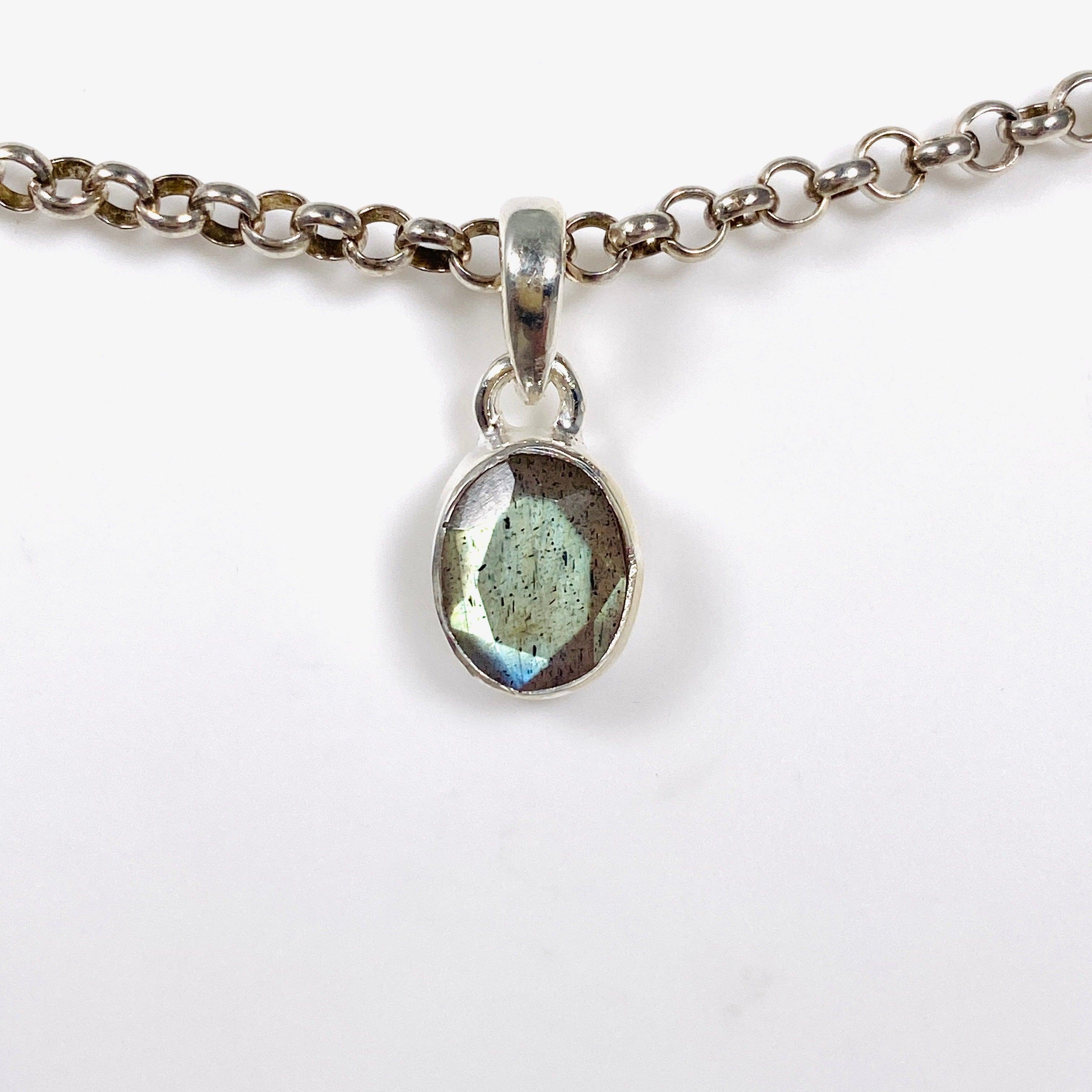 Elegant Petite Oval Faceted Pendant Necklace G2126O - Perfect for Daily Wear, Special Occasions & Gift Giving