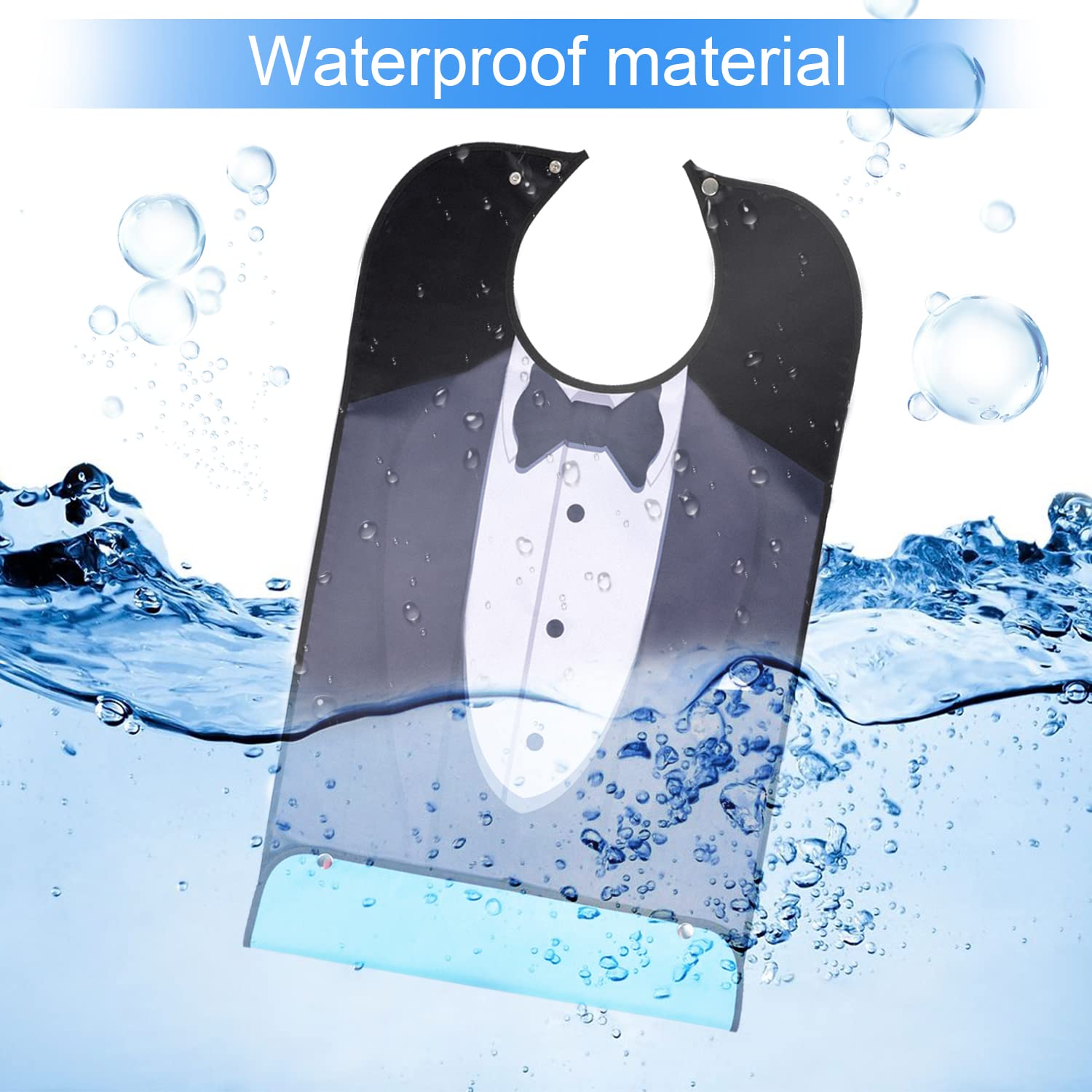 Luckits 4 Pack Reusable Waterproof Adult Bibs for Men & Elderly - Soft Washable Eating Aprons for Dining, Funny Cloth Protector for Elderly Patients, Men & Women - Perfect for Mealtime, Nursing Homes & Dementia Care