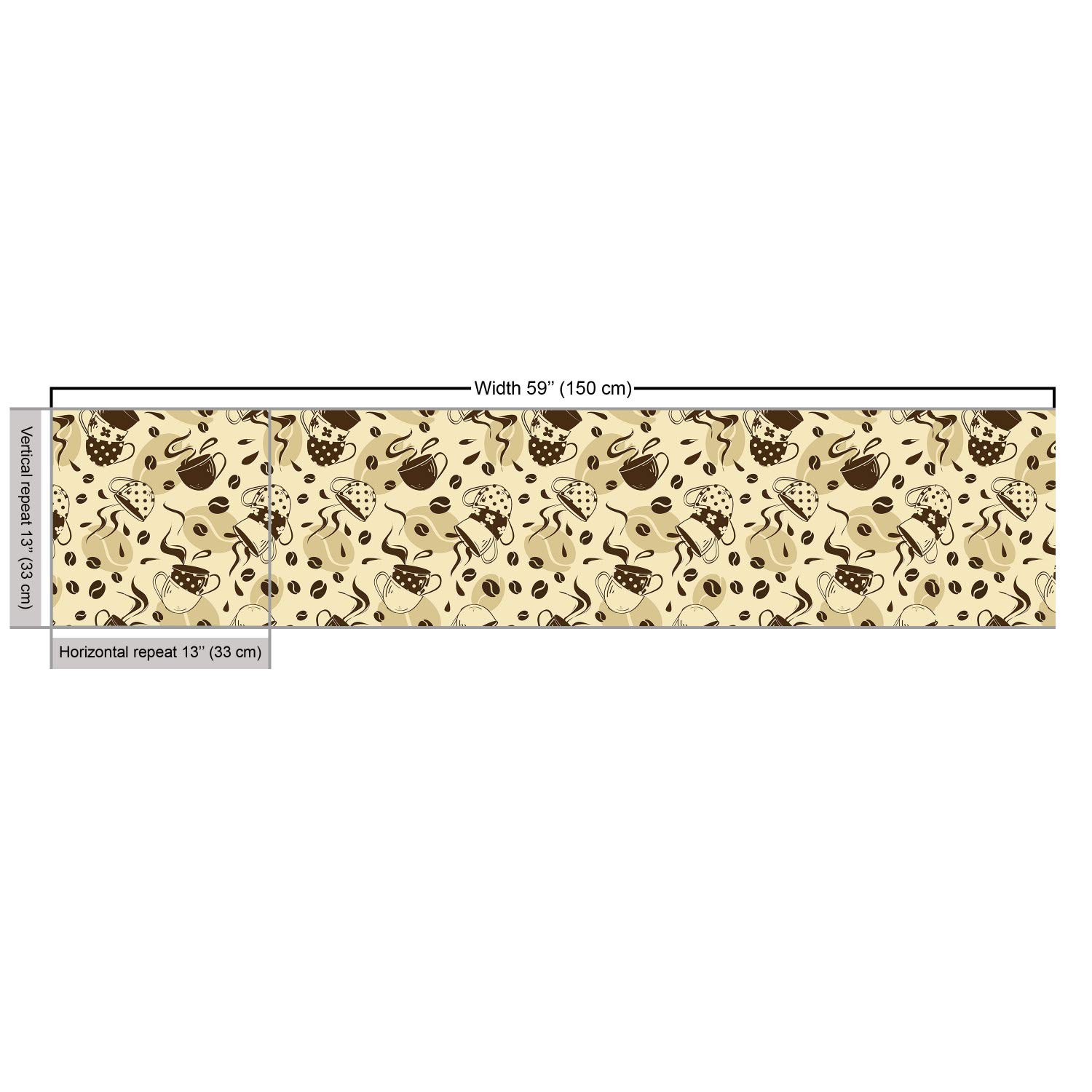 Ambesonne Modern Fabric by The Yard - Contemporary Coffee Cups Polka Dots & Roasted Beans Design - Decorative Upholstery Fabric for Sofa, Curtains & Home Decor - 10 Yards Brown Cream - Perfect for DIY Projects & Interior Design