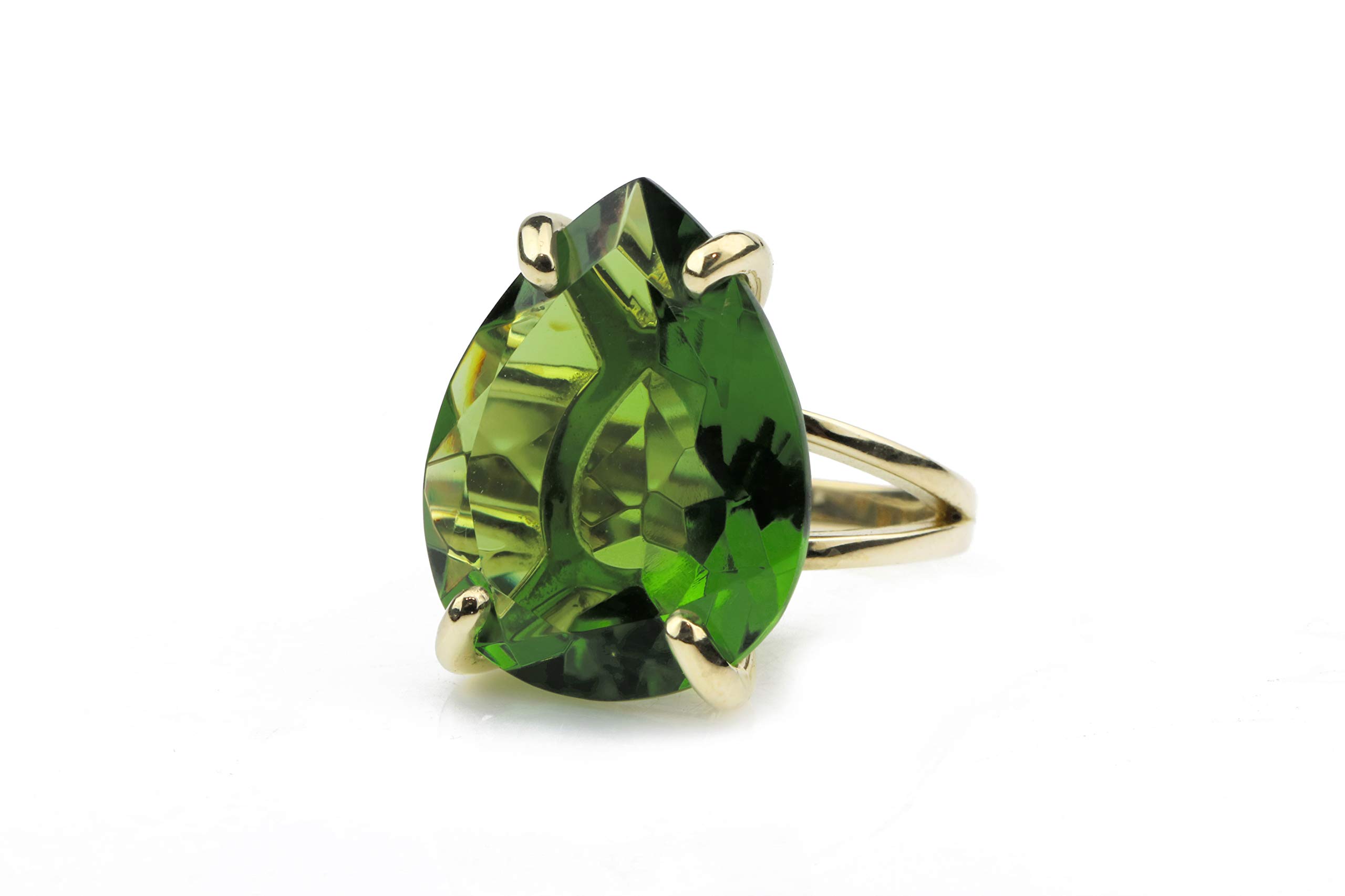 Anemone Jewelry Pear Peridot Ring for Women - Vintage Sterling Silver Statement Ring - Customizable Birthstone Jewelry with Engraving - Perfect Gift for Her, Birthday, Anniversary & Special Occasions