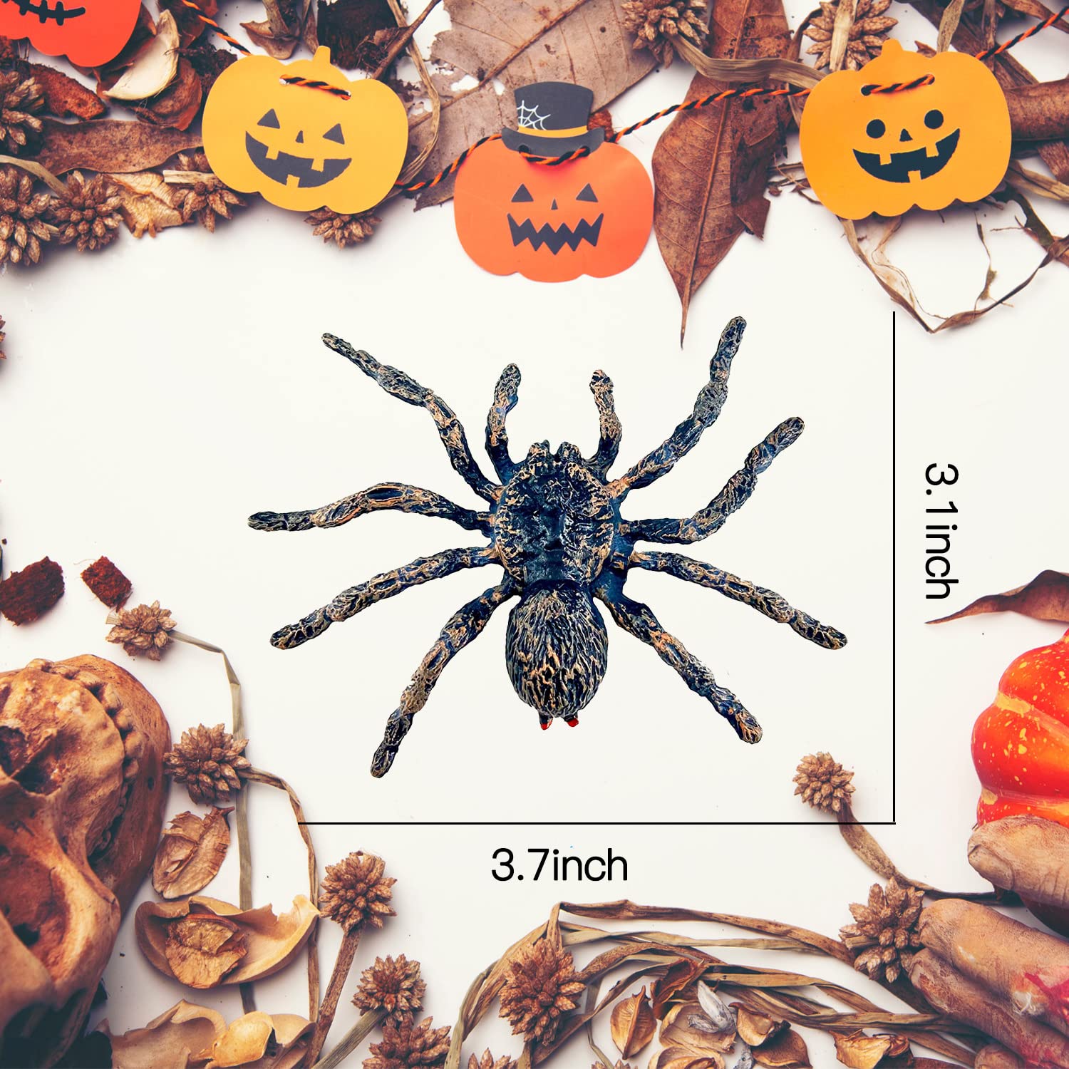 Realistic Giant Spider Halloween Prank Props - Lifelike Fake Spider for Scary Decorations, Party Supplies & Educational Learning - Perfect for Halloween Decor, Pranks, Classroom Science & Spooky Themed Parties