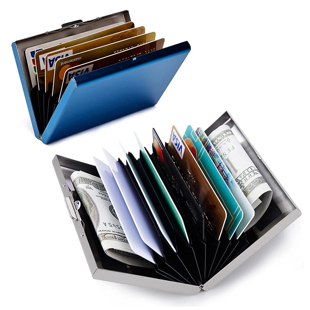 EASTNIGHTS RFID Blocking Metal Business Card Holder - 2 Pack Slim Credit Card Case for Men & Women | Perfect for Travel, Office & Everyday Use