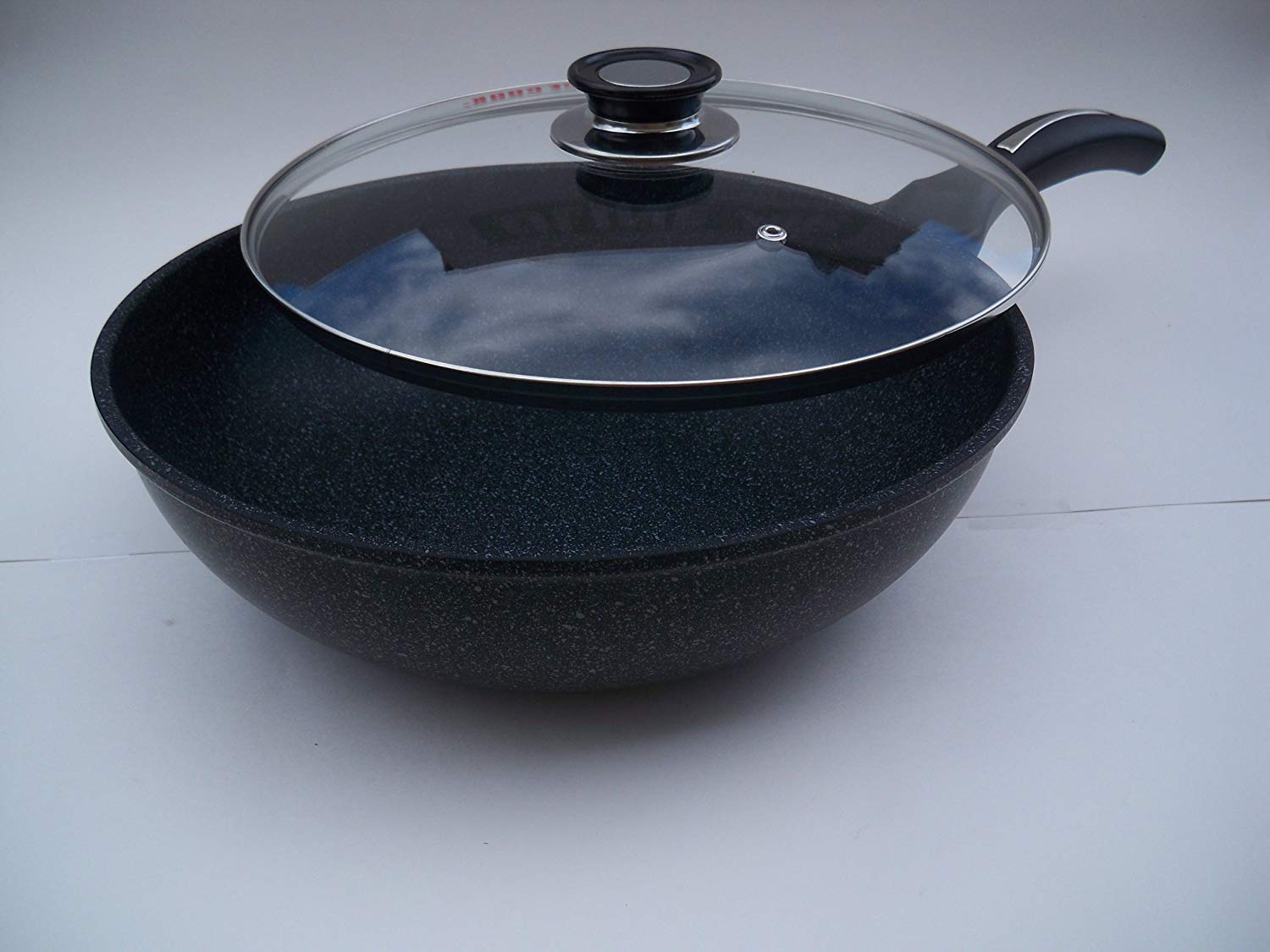 Premium 32cm Ceramic Marble Coated Cast Aluminum Non-Stick Stir Fry Wok with Glass Lid - Healthy Cooking, Asian Stir Fry, Sauteing & Frying - Perfect for Home Chefs & Professional Kitchens
