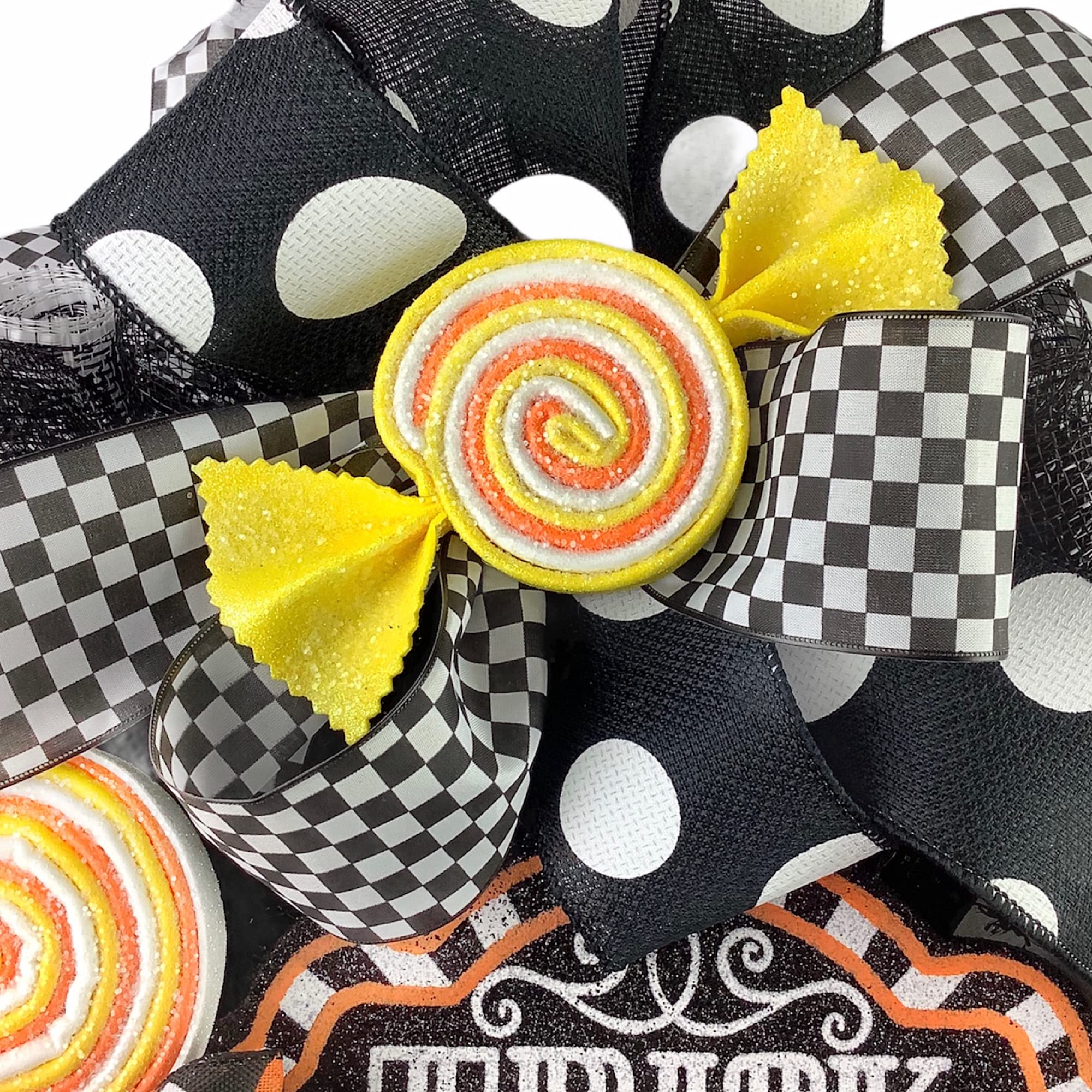 Faux Halloween Candy Corn & Lollipop Decorations - Halloween Wreath Attachments & Embellishments - Candy-Themed Halloween Decor for Parties, Home, and Outdoor Decorations