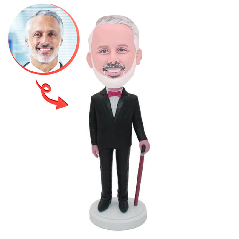 Custom Gentleman Bobbleheads with Hat - Personalized Bobblehead Figurines for Office Decor, Gifts & Collectibles