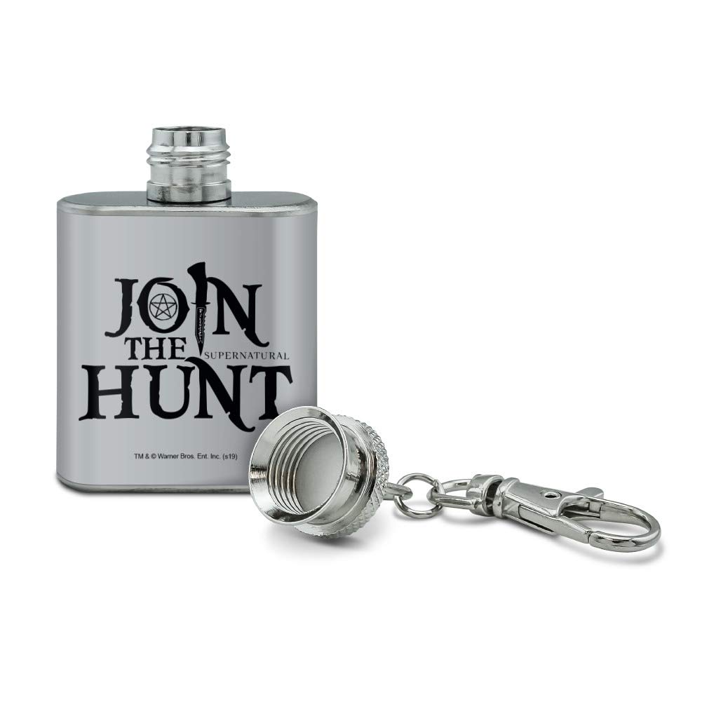 Supernatural Join the Hunt 1oz Stainless Steel Mini Flask Keychain - Perfect for Outdoor Adventures, Camping & Gifts for Fans